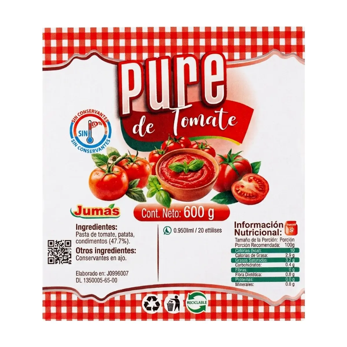 Puré de Tomate Jumás (600 g / 21.16 oz) - Miniatura 2