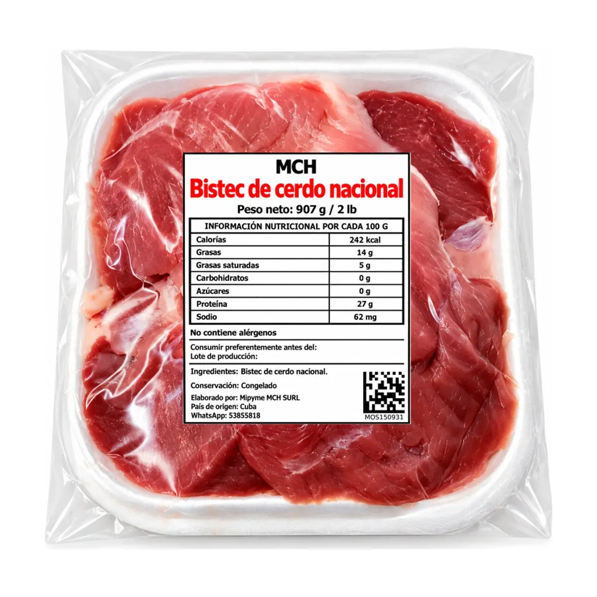 Bistec de cerdo nacional MCH (907 g / 2 lb)