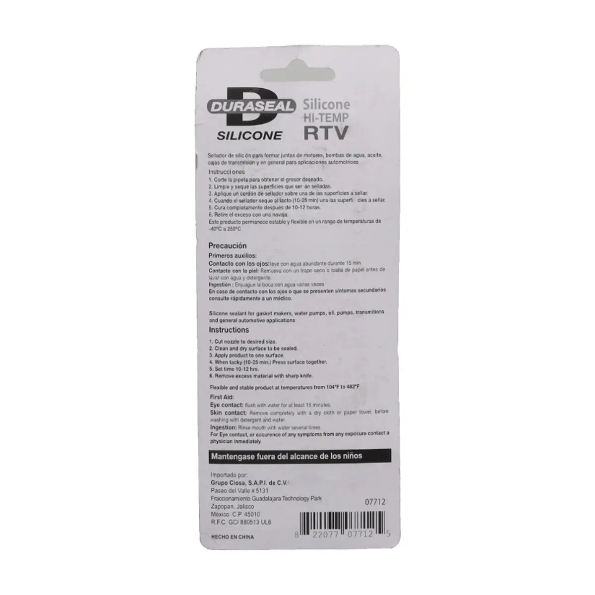 Silicona negra de alta temperatura Duraseal (70 g / 2.46 oz) - Thumbnail 2
