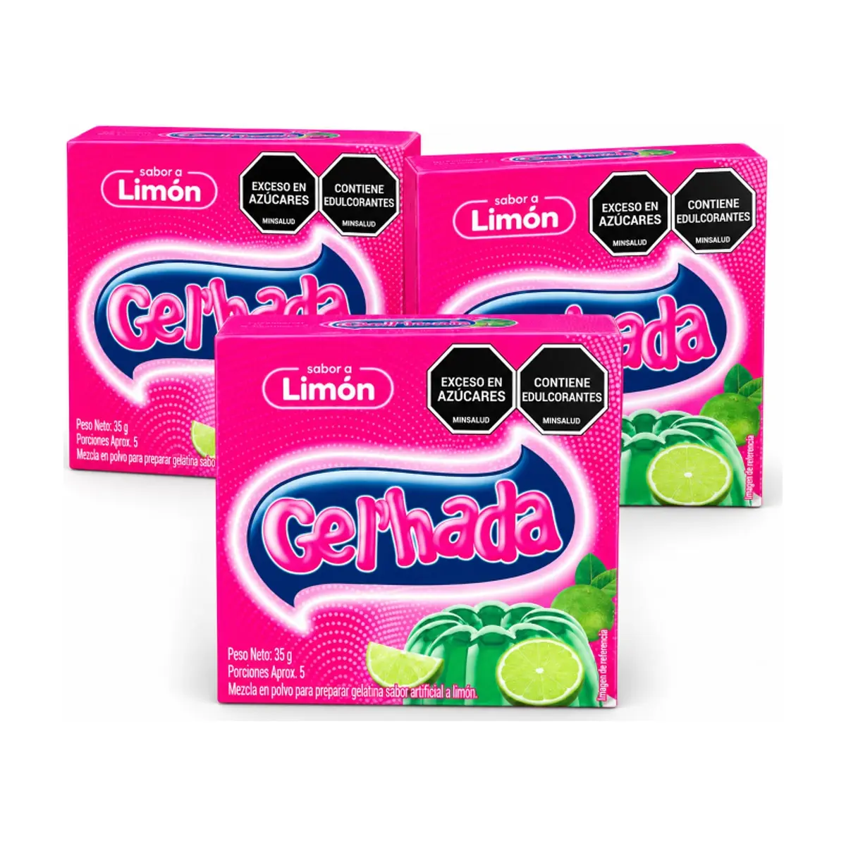 Gelatina sabor limón Gel´hada (3 x 35 g / 1.23 oz)