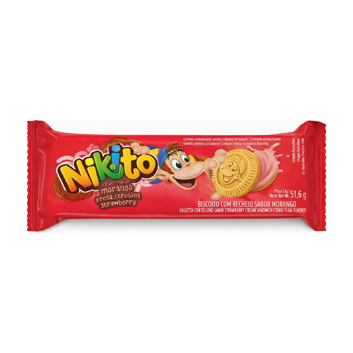 Galletas dulces con crema sabor fresa Nikito (3 x 51.6 g / 1.82 oz) - Thumbnail 2