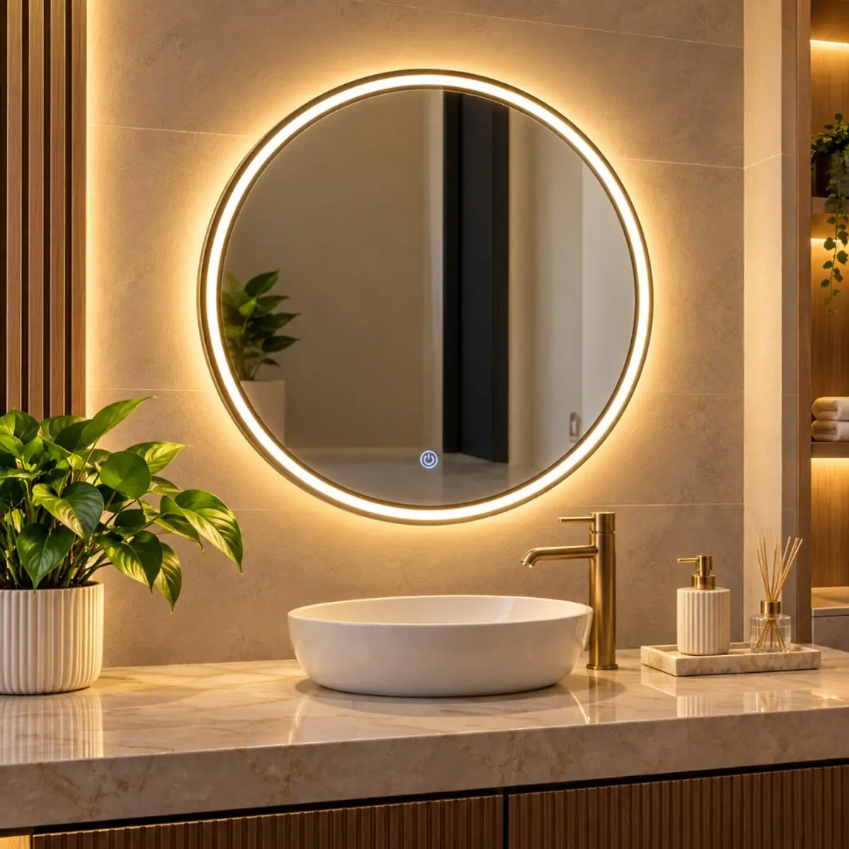 Espejo LED circular con iluminación perimetral y diseño moderno Rudenkov L-826 - Miniatura 3