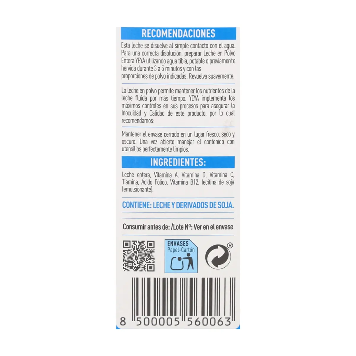 Leche en polvo entera YEYA (800 g / 1.76 lb) - Thumbnail 3