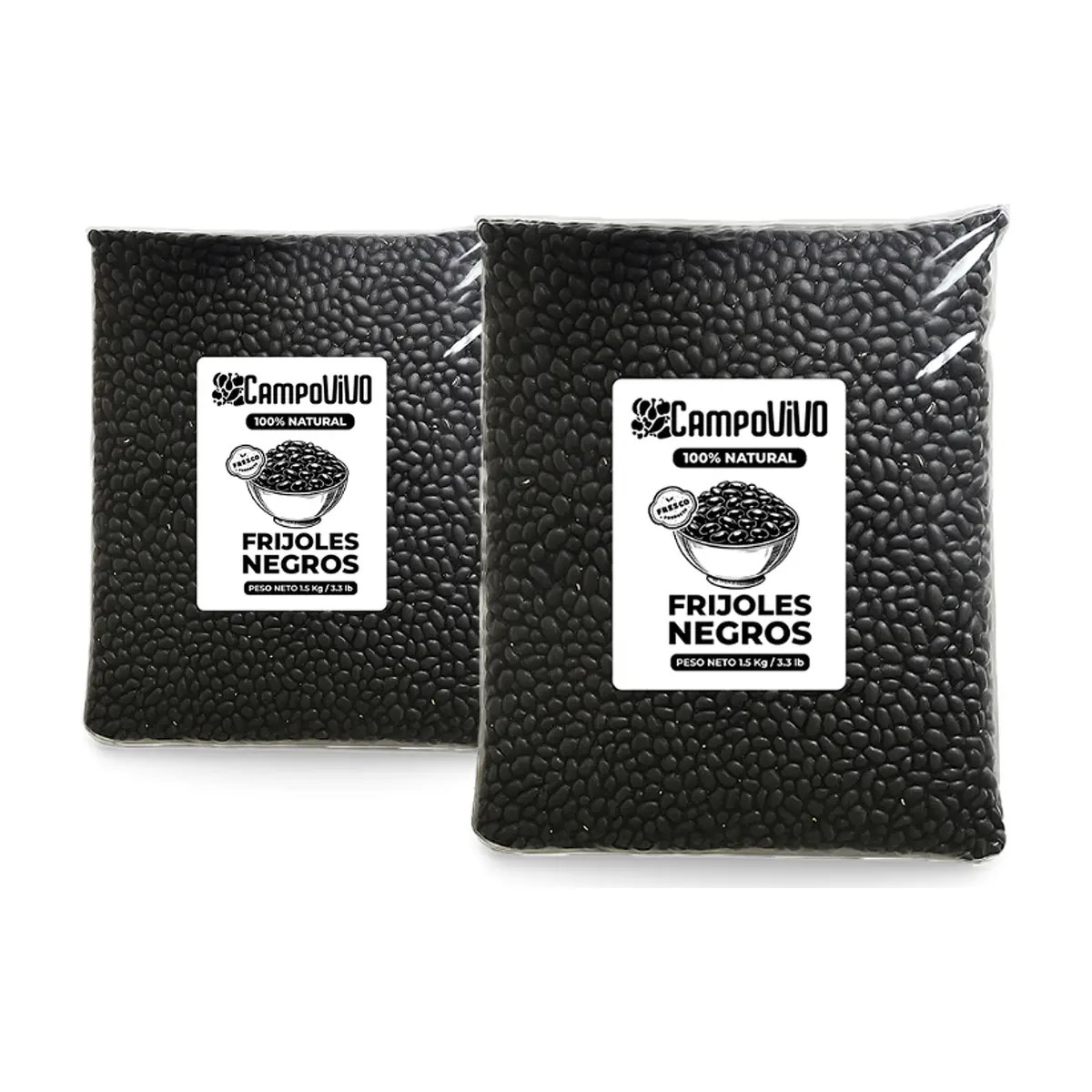 Frijoles negros Campo Vivo (2 x 1.5 kg / 3.3 lb)