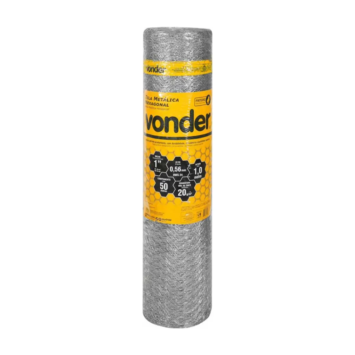 Malla hexagonal galvanizada 1" de apertura 1 m x 50 m Vonder