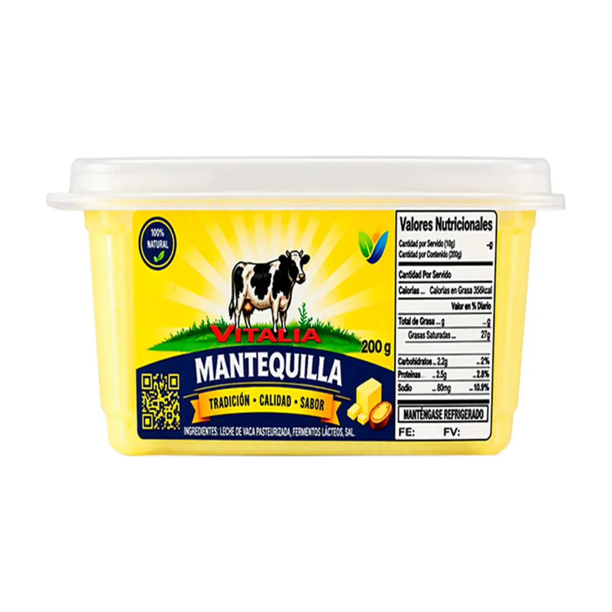 Mantequilla con sal Vitalia (200 g / 7.05 oz) - Miniatura 1