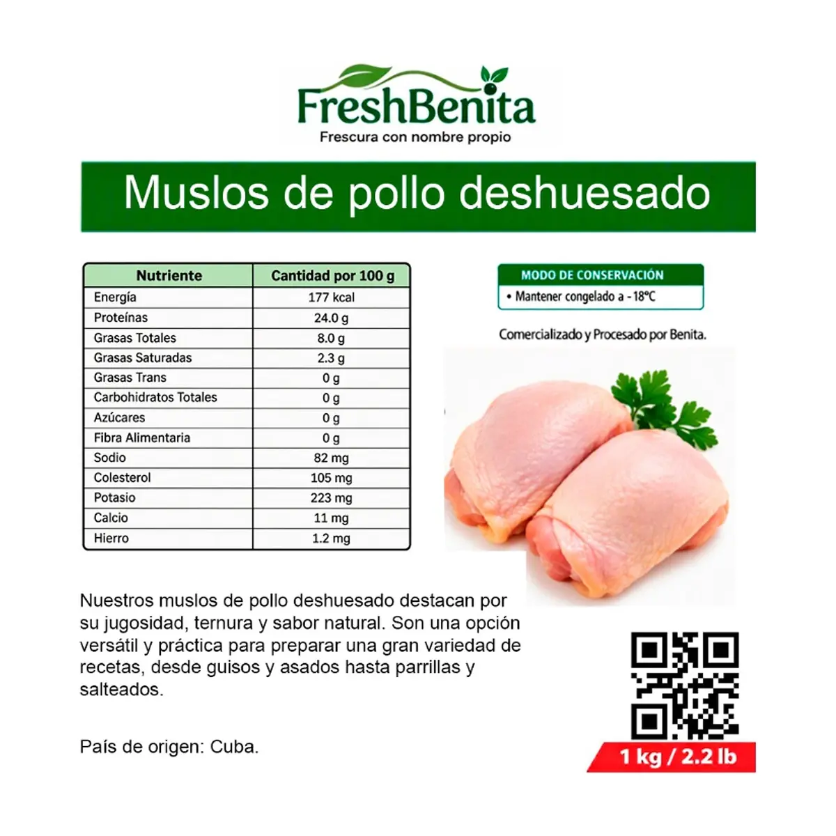 Muslos de pollo deshuesados FreshBenita (1 kg / 2.2 lb) - Thumbnail 2