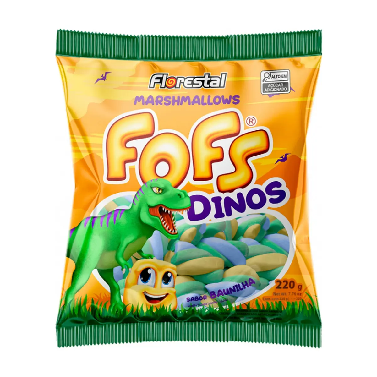 Malvavisco Fofs Dinos sabor vainilla Florestal (220 g / 7.76 oz)