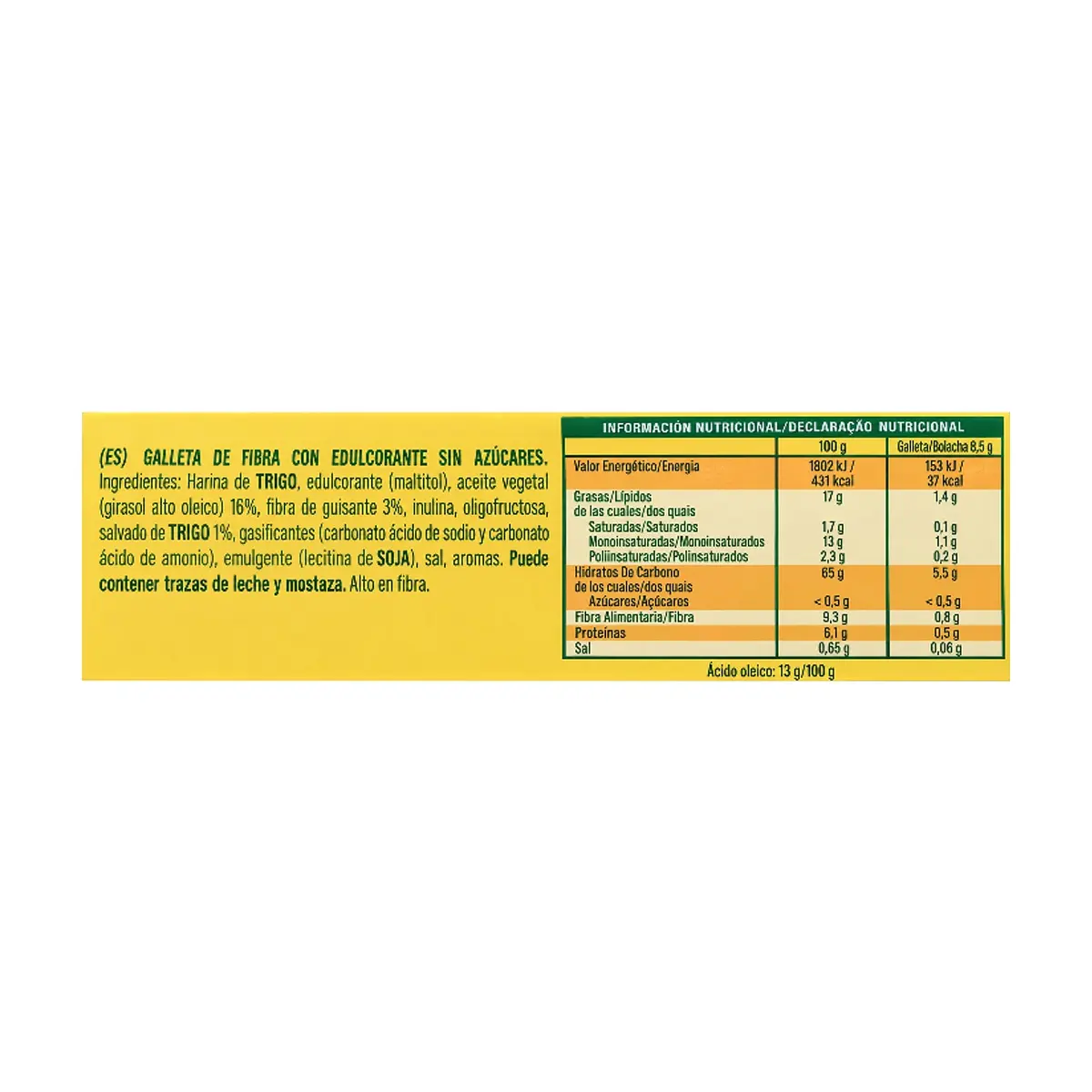 Galleta de fibra -integral- con edulcorante sin azúcares Gullón (170 g / 6 oz) - Miniatura 4
