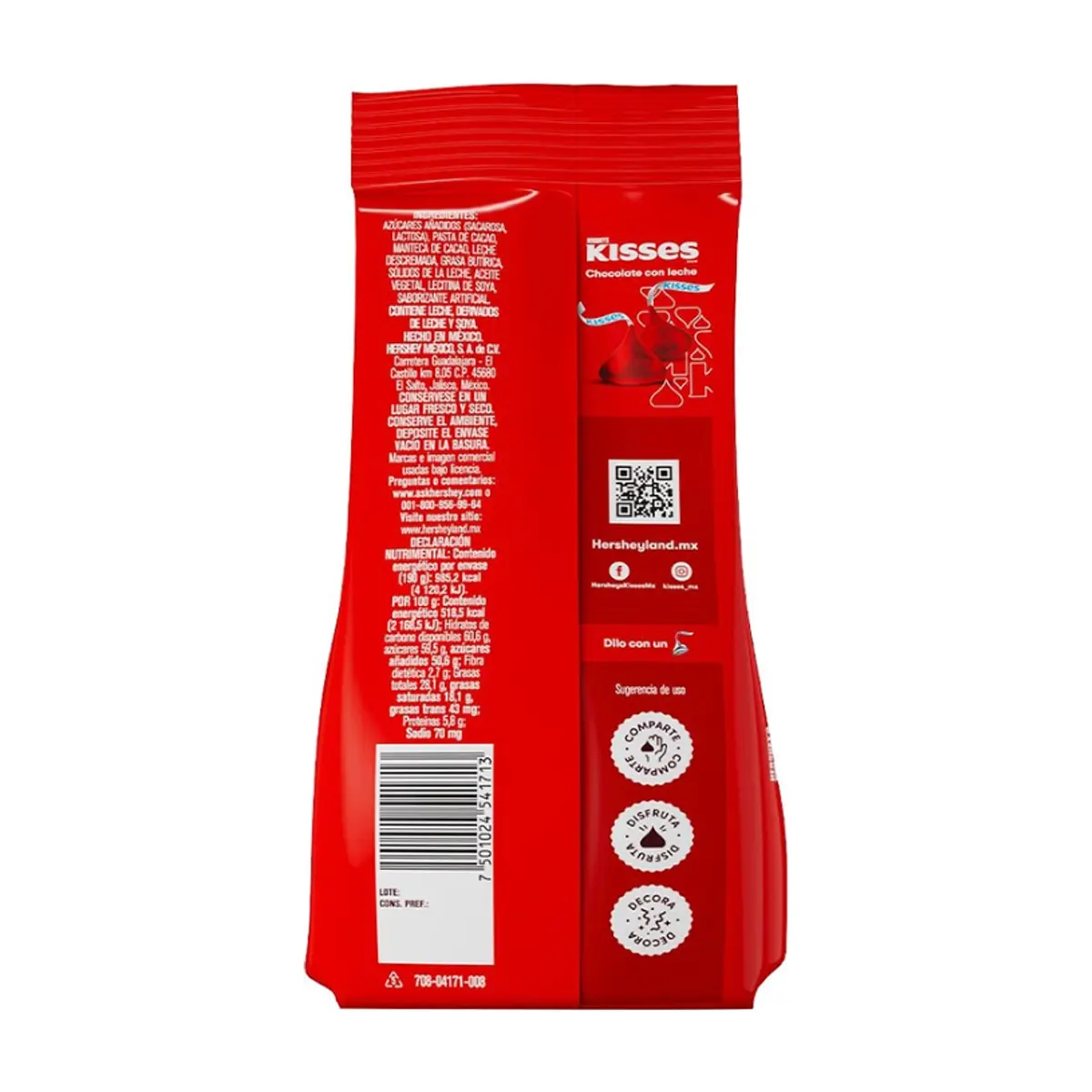Chocolate con leche fiesta rojo Hershey's Kisses (190 g / 6.7 oz) - Miniatura 3