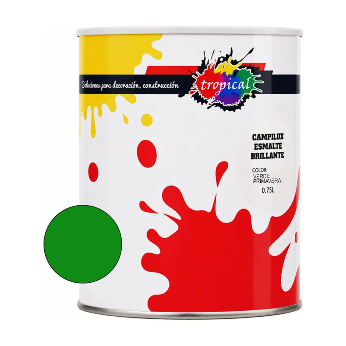 Pintura esmalte interior y exterior color verde primavera Campilux Tropical (750 ml)