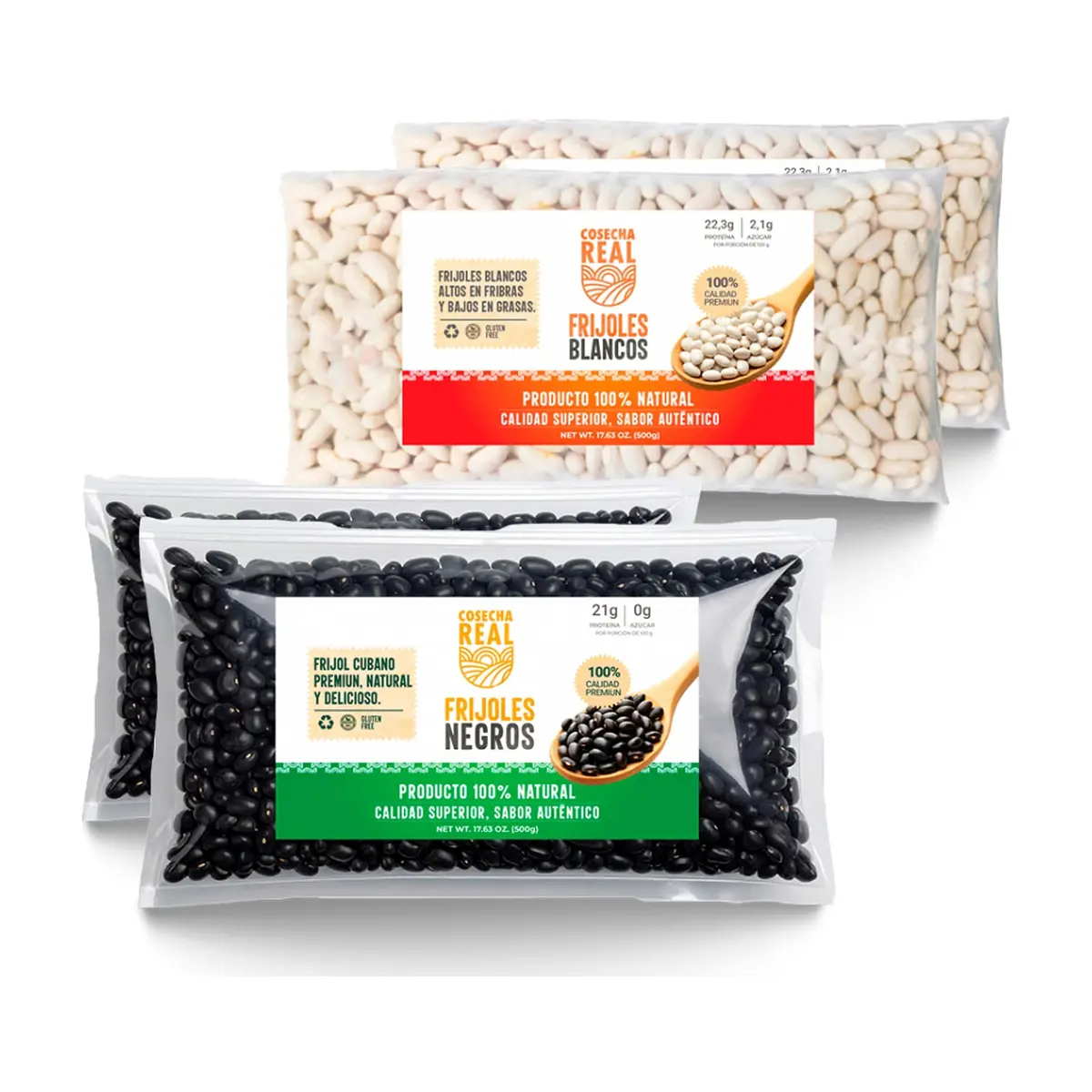 Combo de granos #17: Frijoles negros + Frijoles blancos Cosecha Real