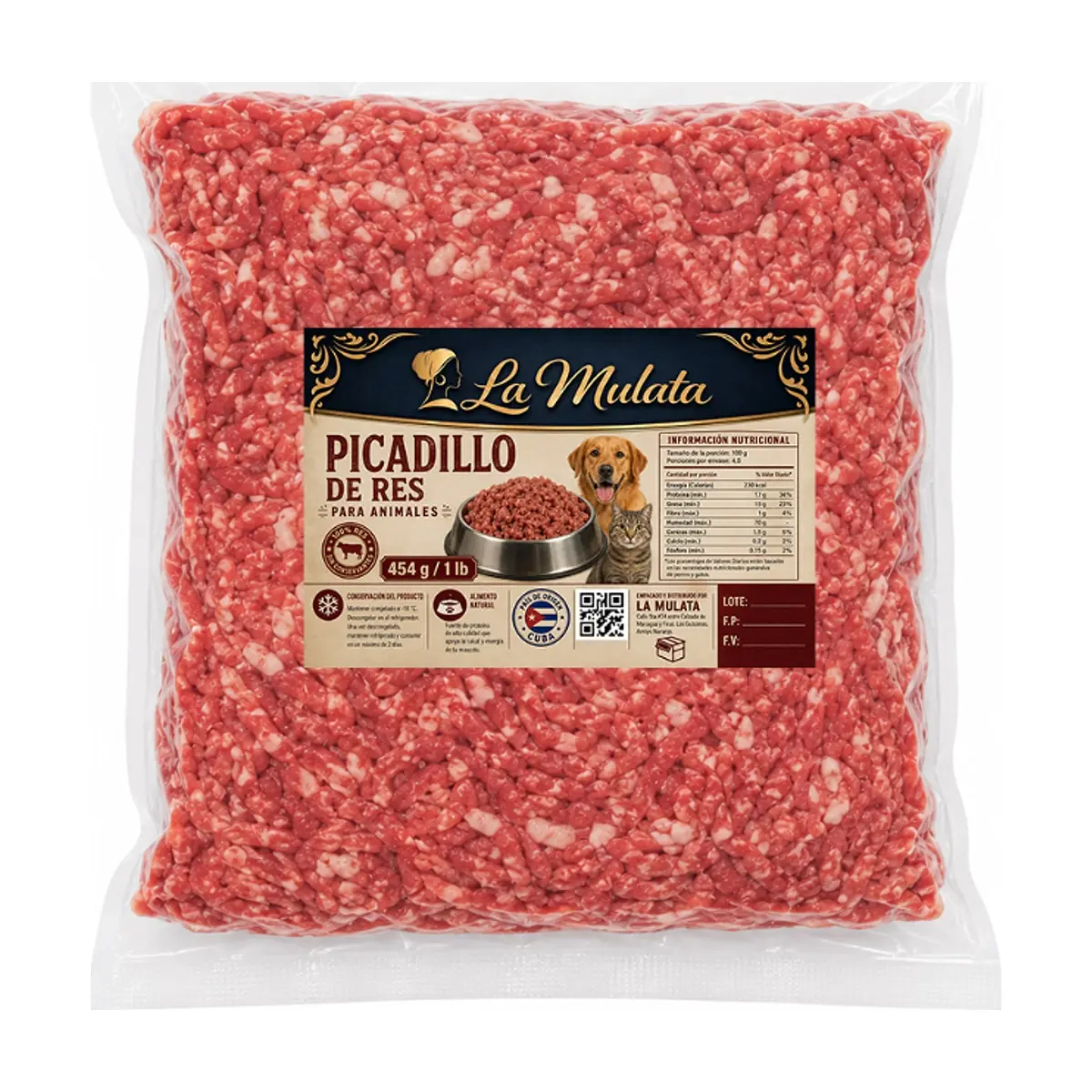 Picadillo de res para animales La Mulata (454 g / 1 lb)