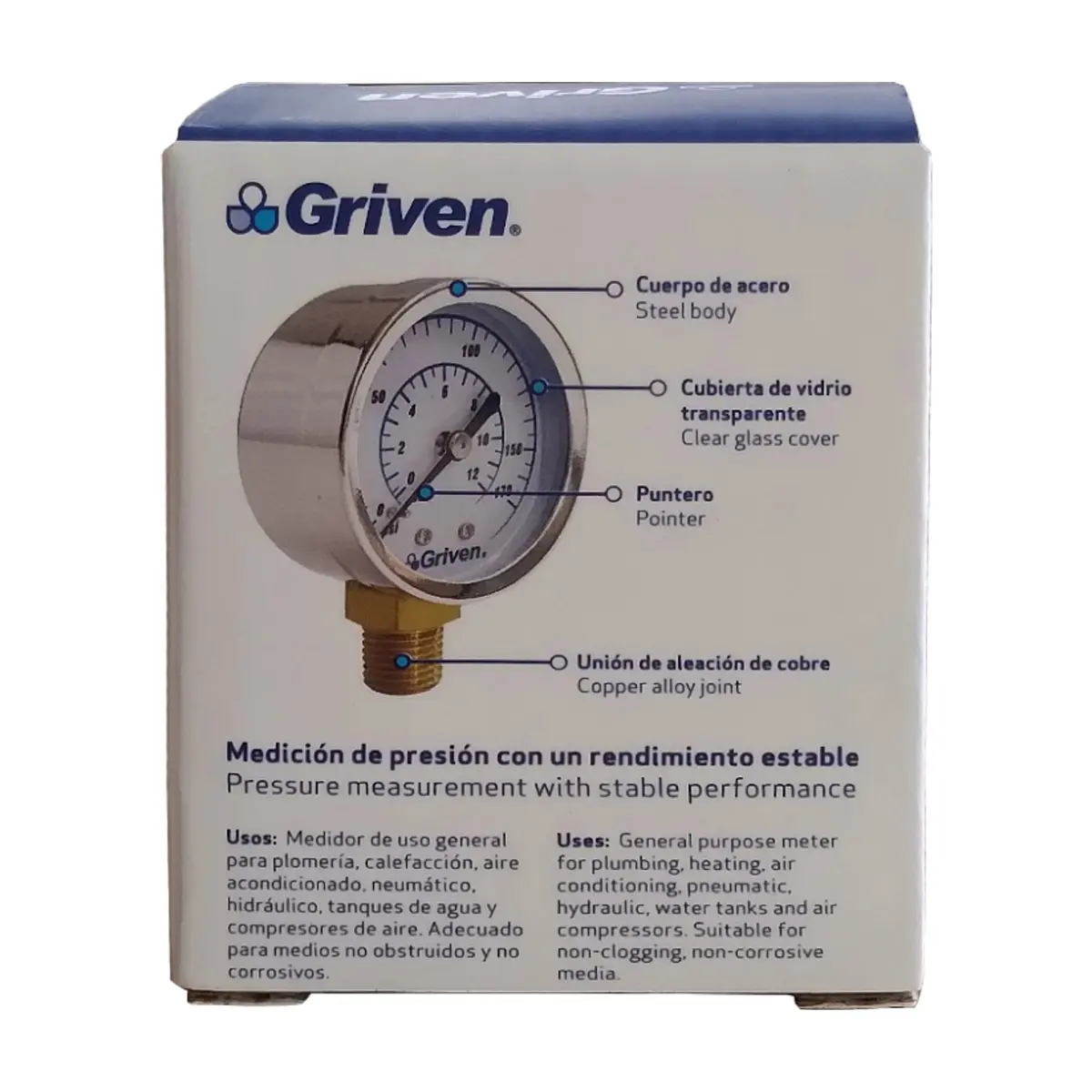 Manómetro de presión Griven GV-ZW-WC50-S - Thumbnail 4