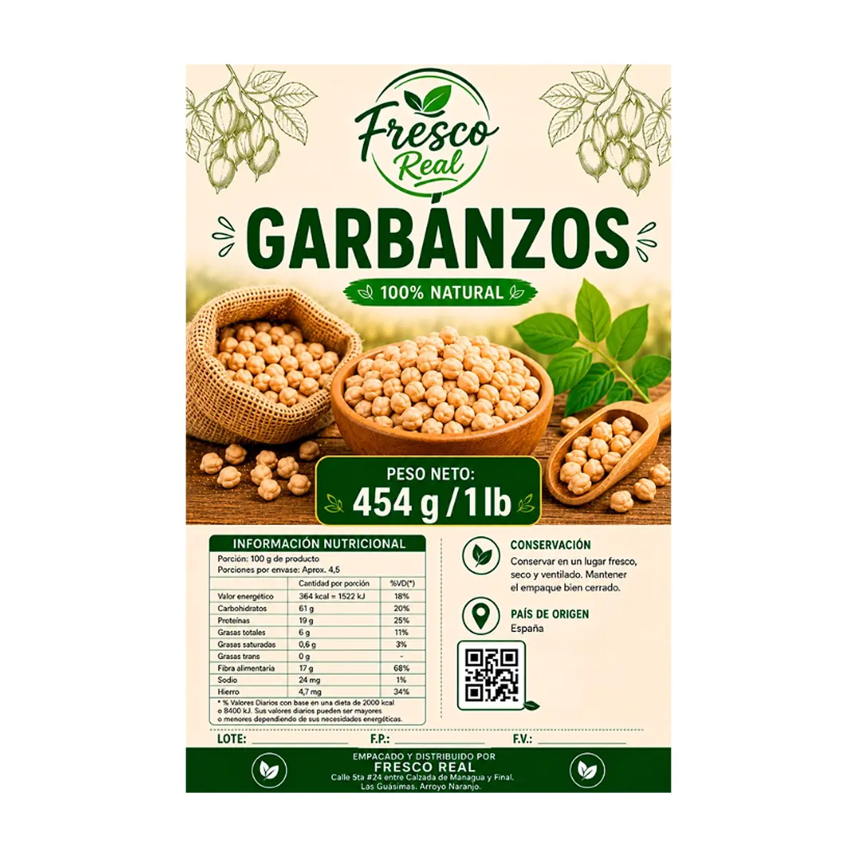 Garbanzos Fresco Real (454 g / 1 lb) - Miniatura 2