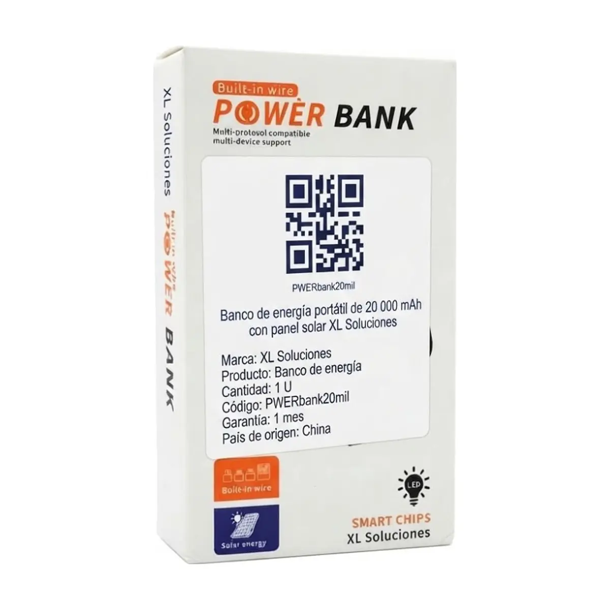 Banco de energía portátil de 20 000 mAh con panel solar XL Soluciones - Thumbnail 5