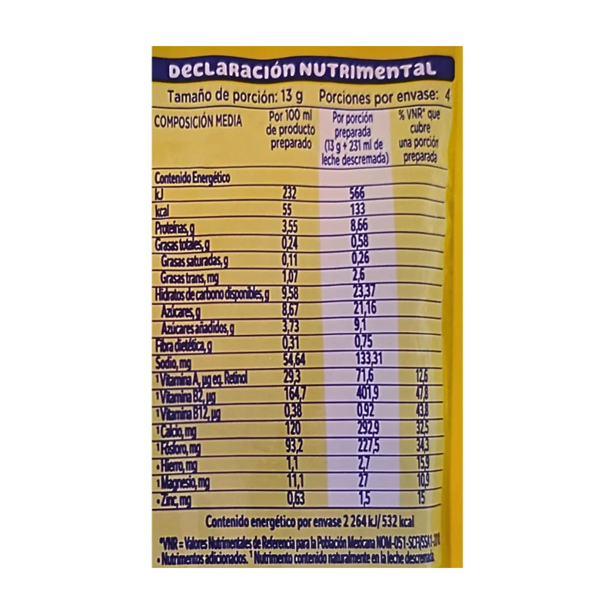 Alimento en polvo para preparar bebida fortificada sabor chocolate Nesquik Nestlé (52 g / 1.83 oz) - Thumbnail 4