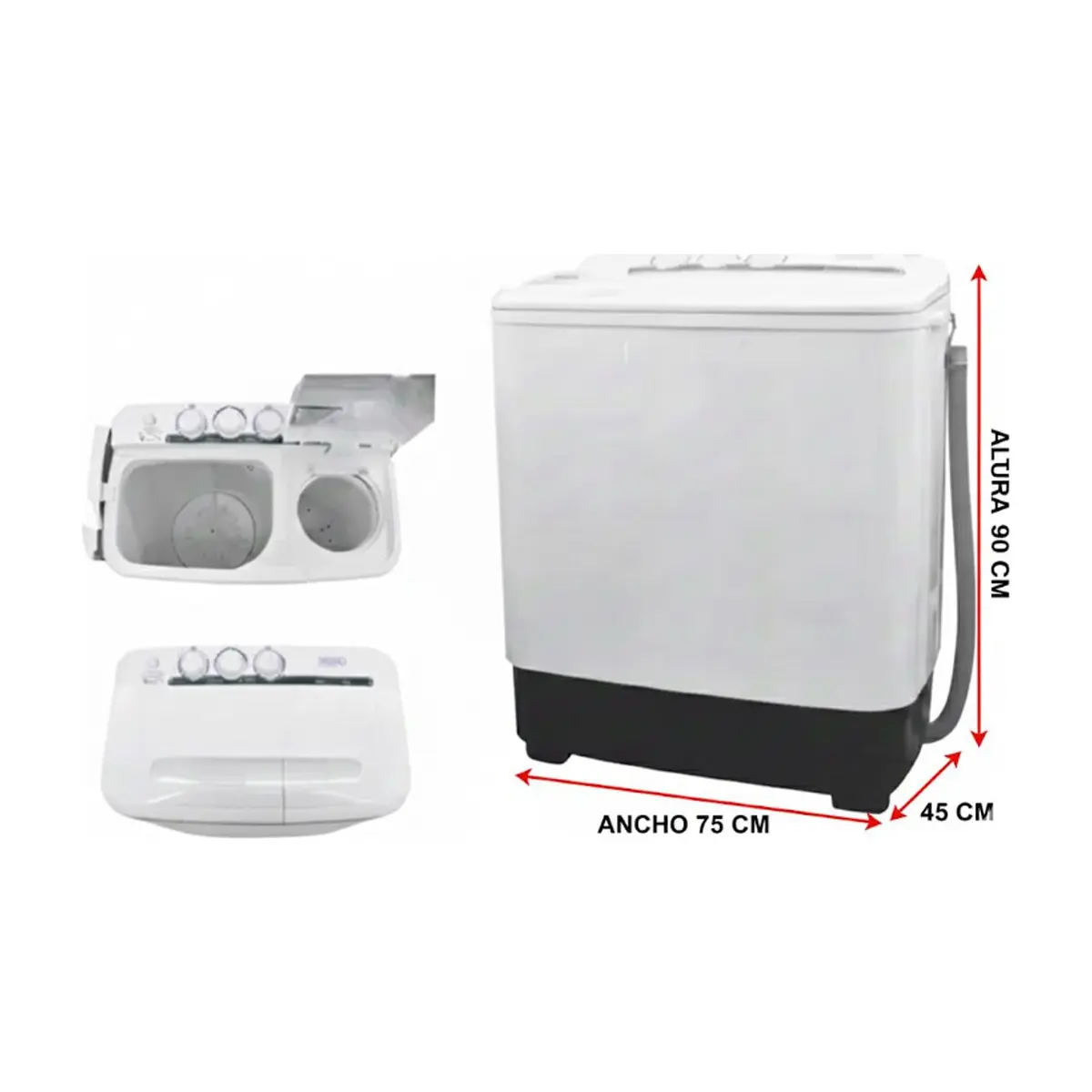 Lavadora semiautomática de 7 kg color blanco Royal RWT700 - Thumbnail 2