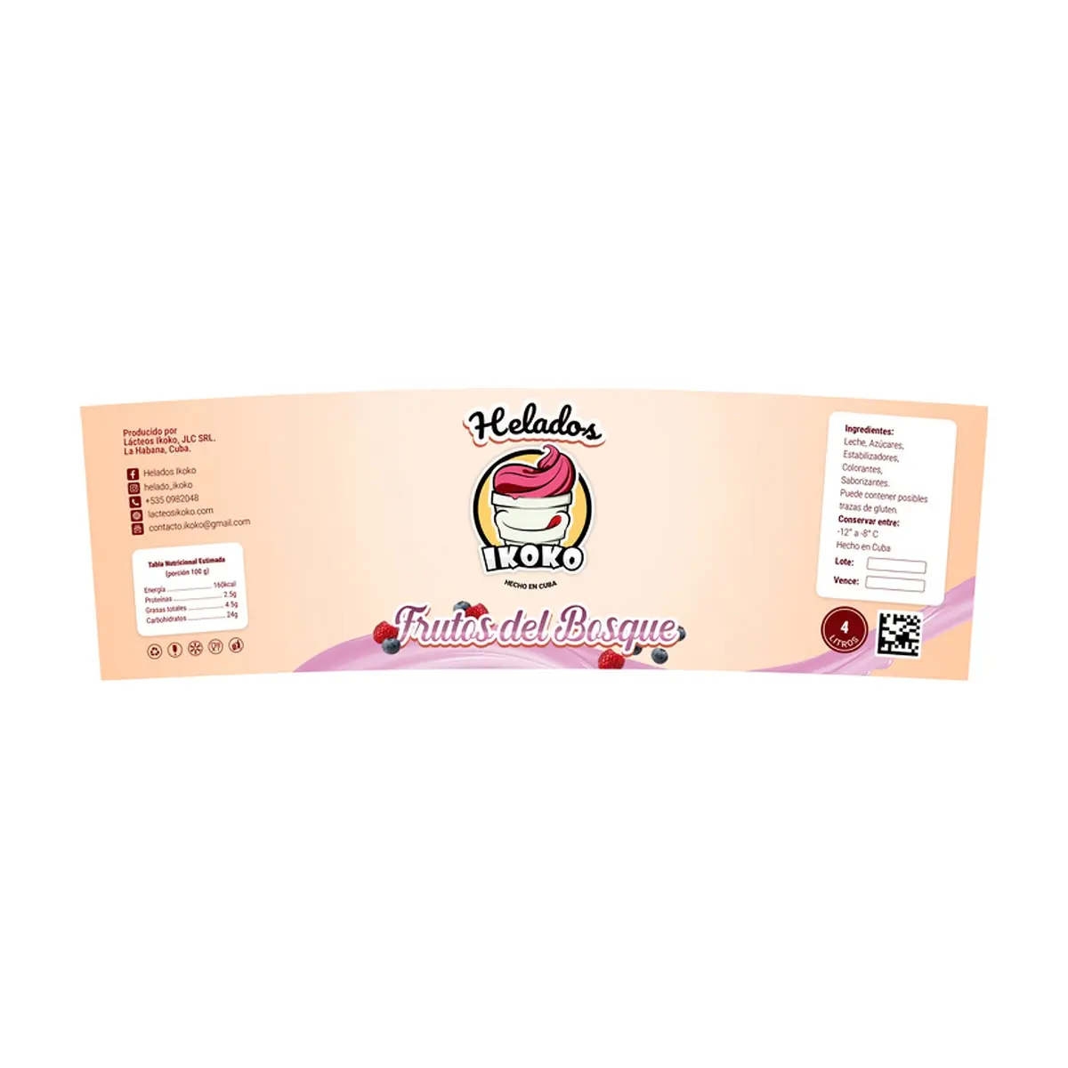 Helado sabor frutos del bosque IKOKO (4 L) - Miniatura 2