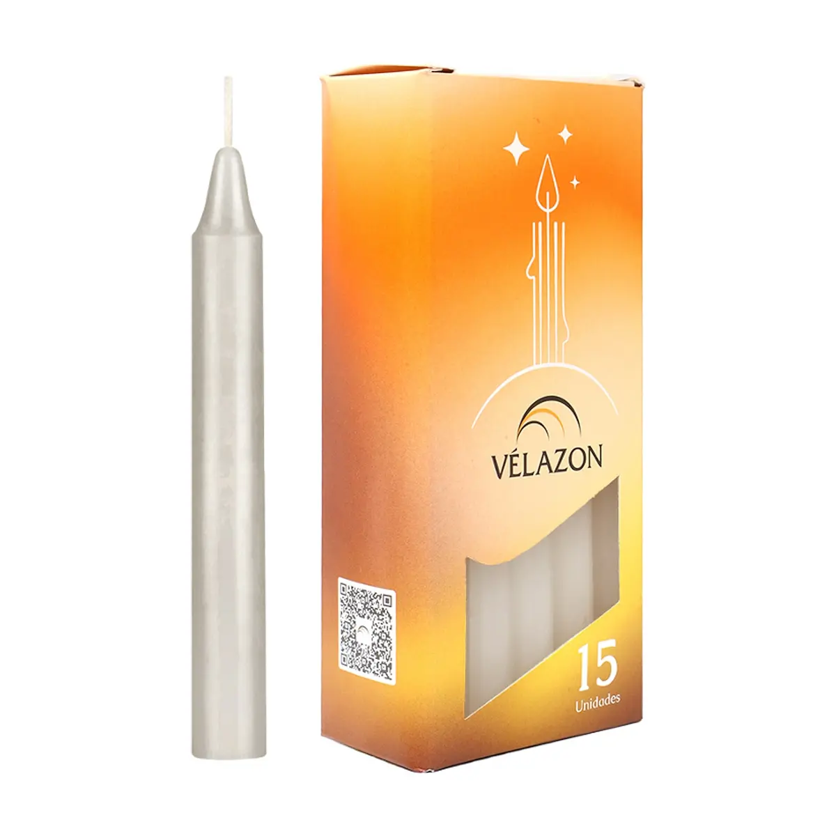 Velas de cera color blanco Vélazon (15 U)