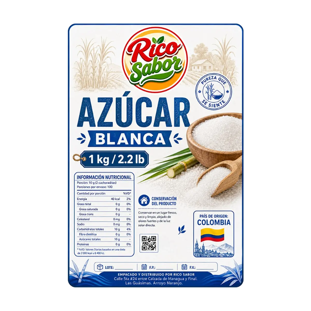 Azúcar blanca Rico Sabor (1 kg / 2.2 lb) - Thumbnail 2