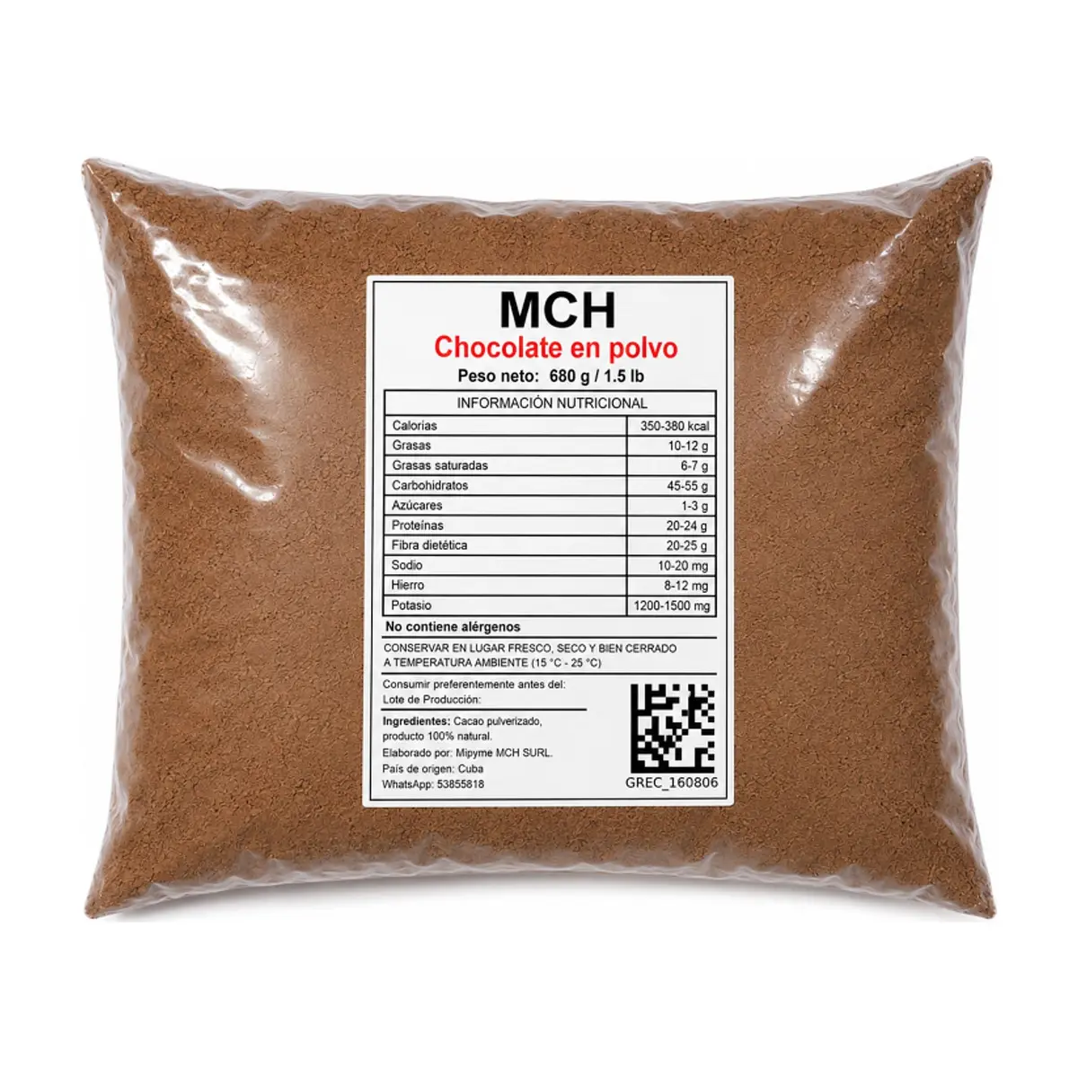 Chocolate en polvo MCH (680 g / 1.5 lb)