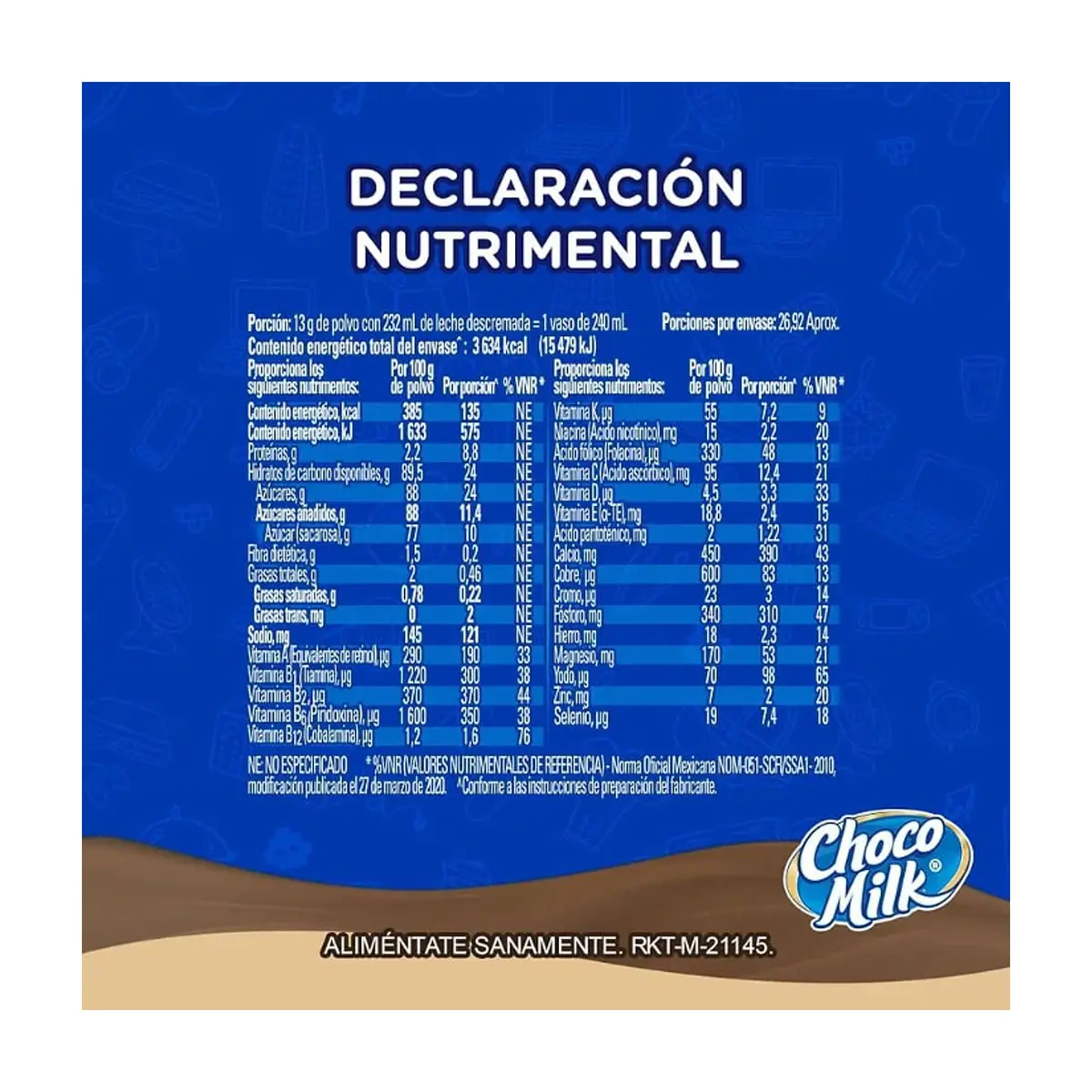 Alimento en polvo sabor capuchino Choco Milk (350 g / 12.34 oz) - Thumbnail 2
