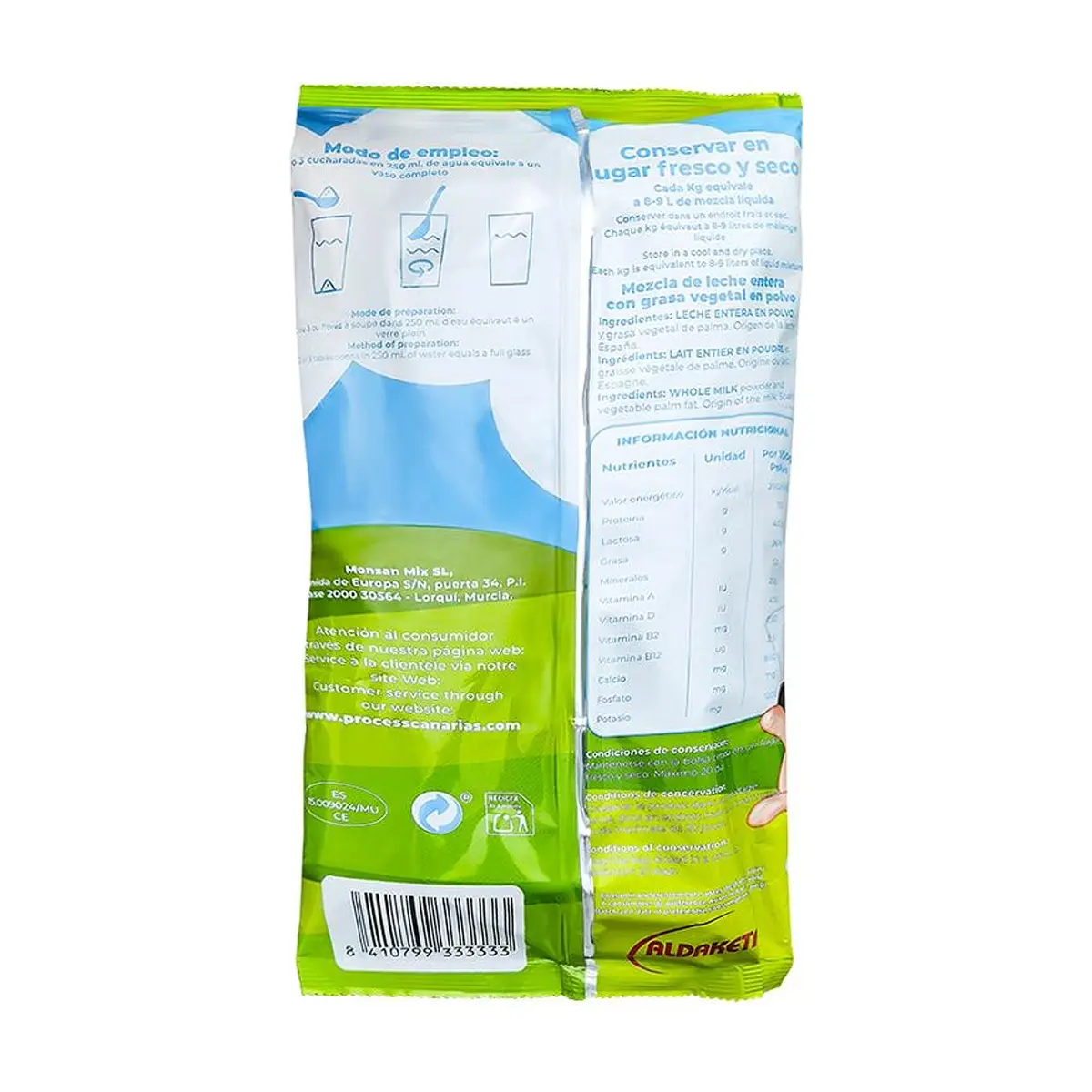 Mezcla de leche entera con grasa vegetal en polvo Aldaketa (1 kg / 2.2 lb) - Thumbnail 2