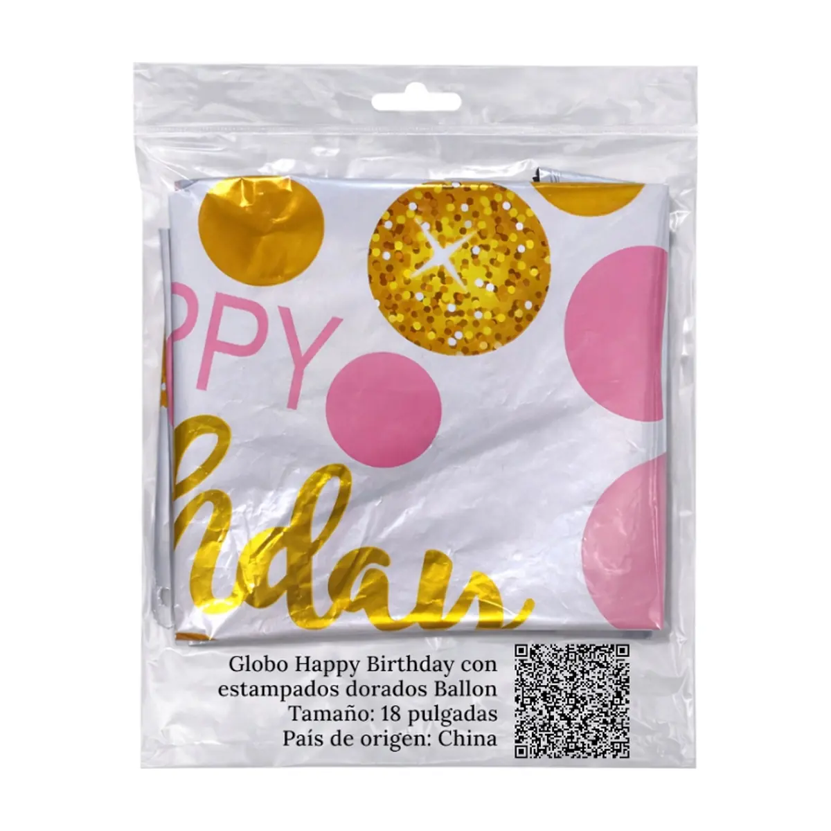Globo Happy Birthday con estampados dorados Ballon (18 pulgadas) - Thumbnail 2