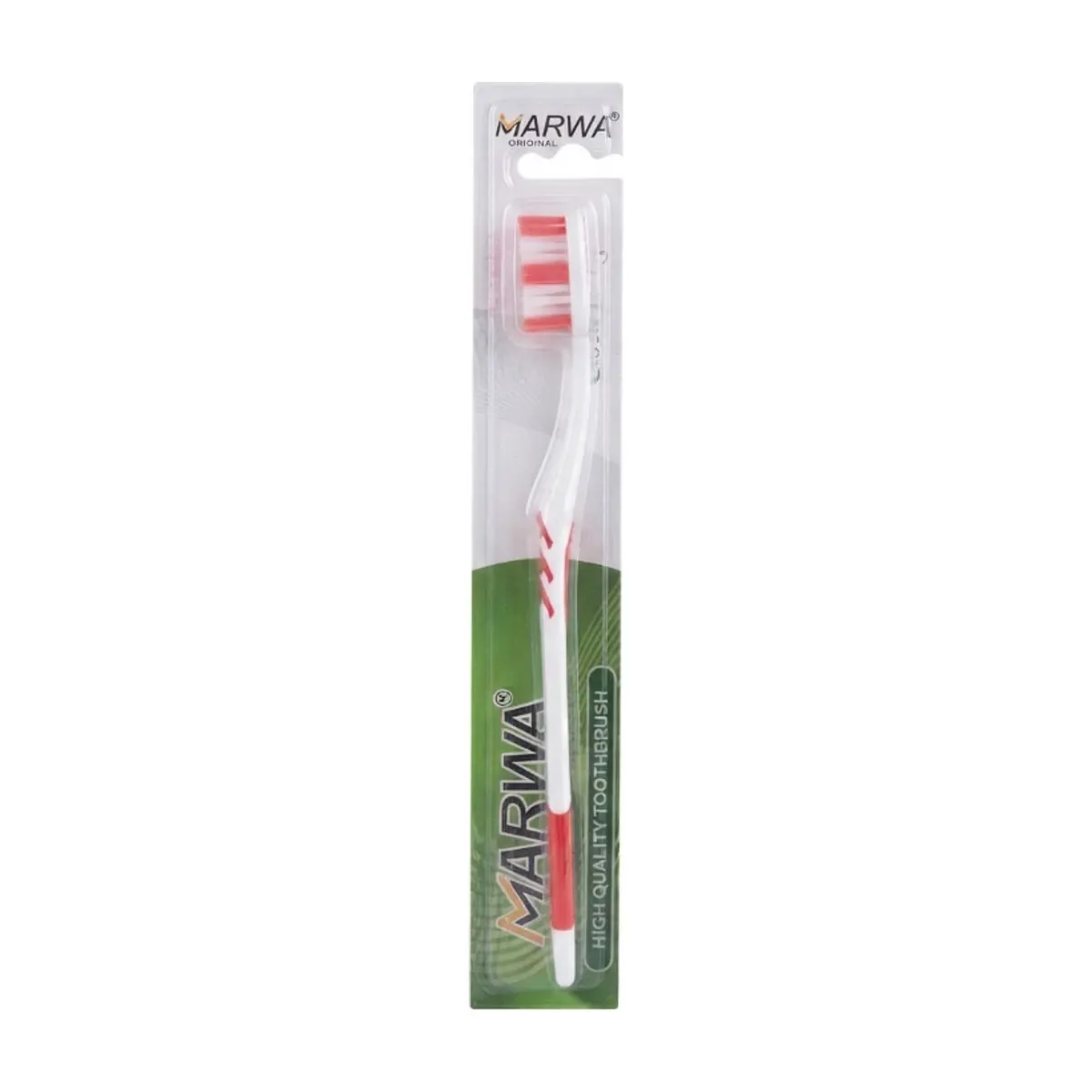 Cepillo de dientes color rojo con tapa y cerda de dureza media Marwa MR-612