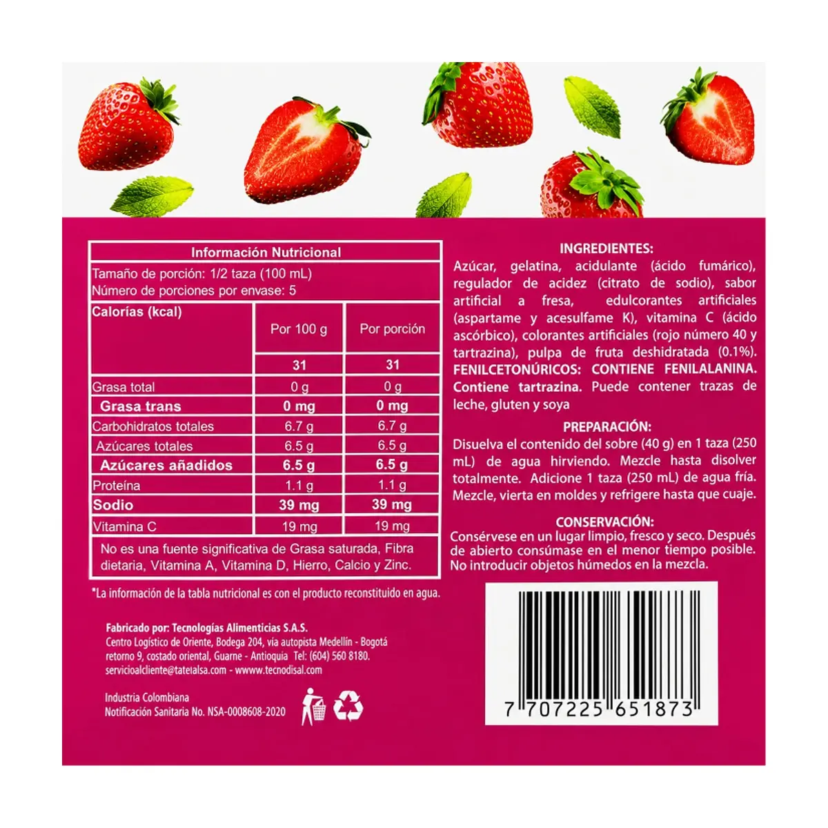 Gelatina sabor fresa Boom (40 g / 1.4 oz) - Thumbnail 2