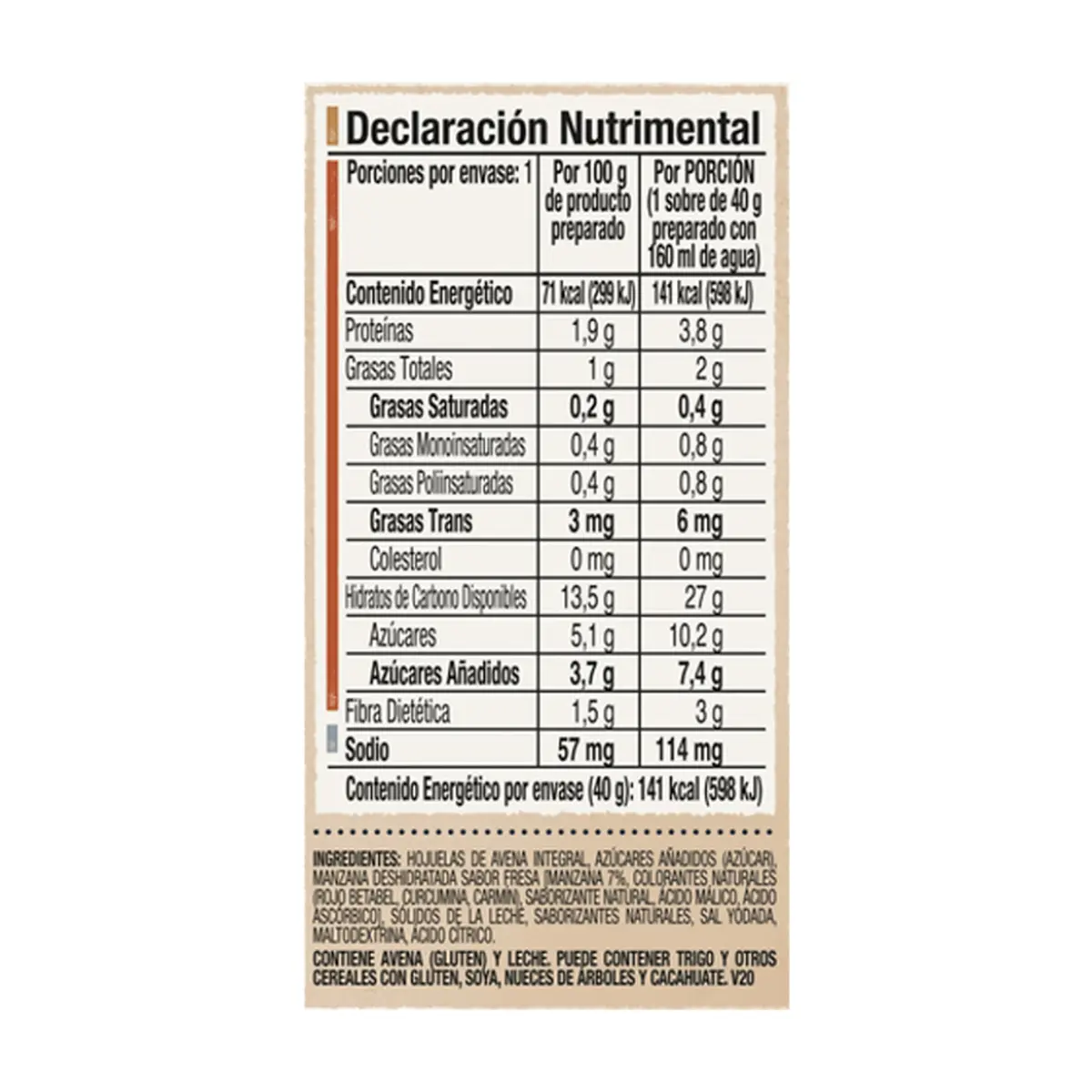 Avena integral sabor a fresa con crema Quaker (35 g / 1.23 oz) - Thumbnail 2