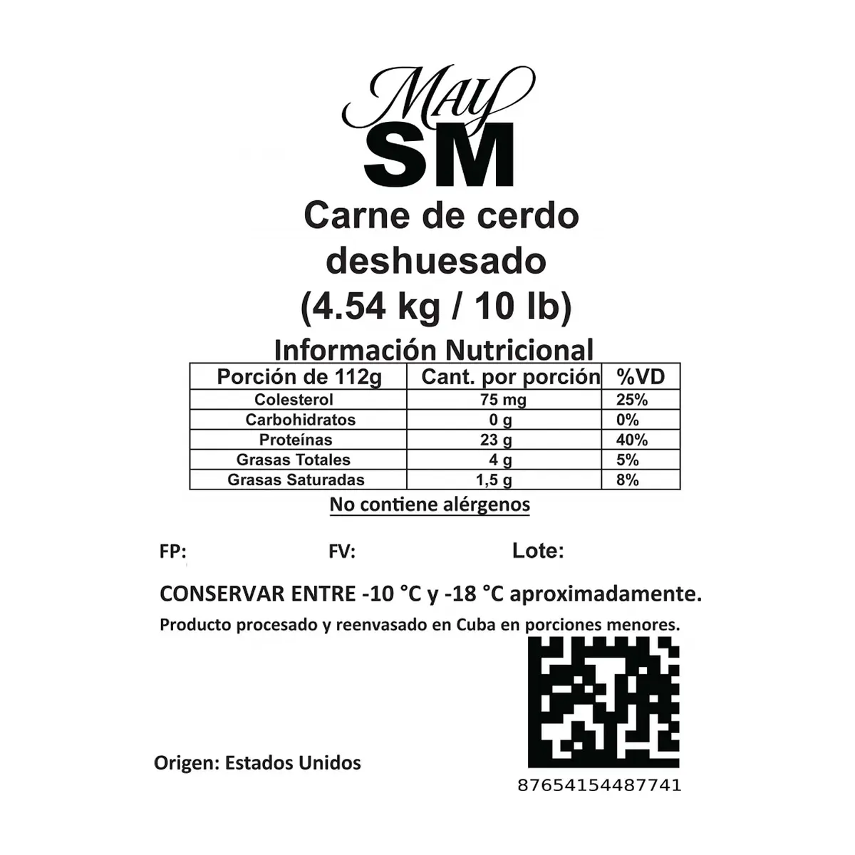Carne de cerdo deshuesado May SM (4.54 kg / 10 lb) - Thumbnail 3