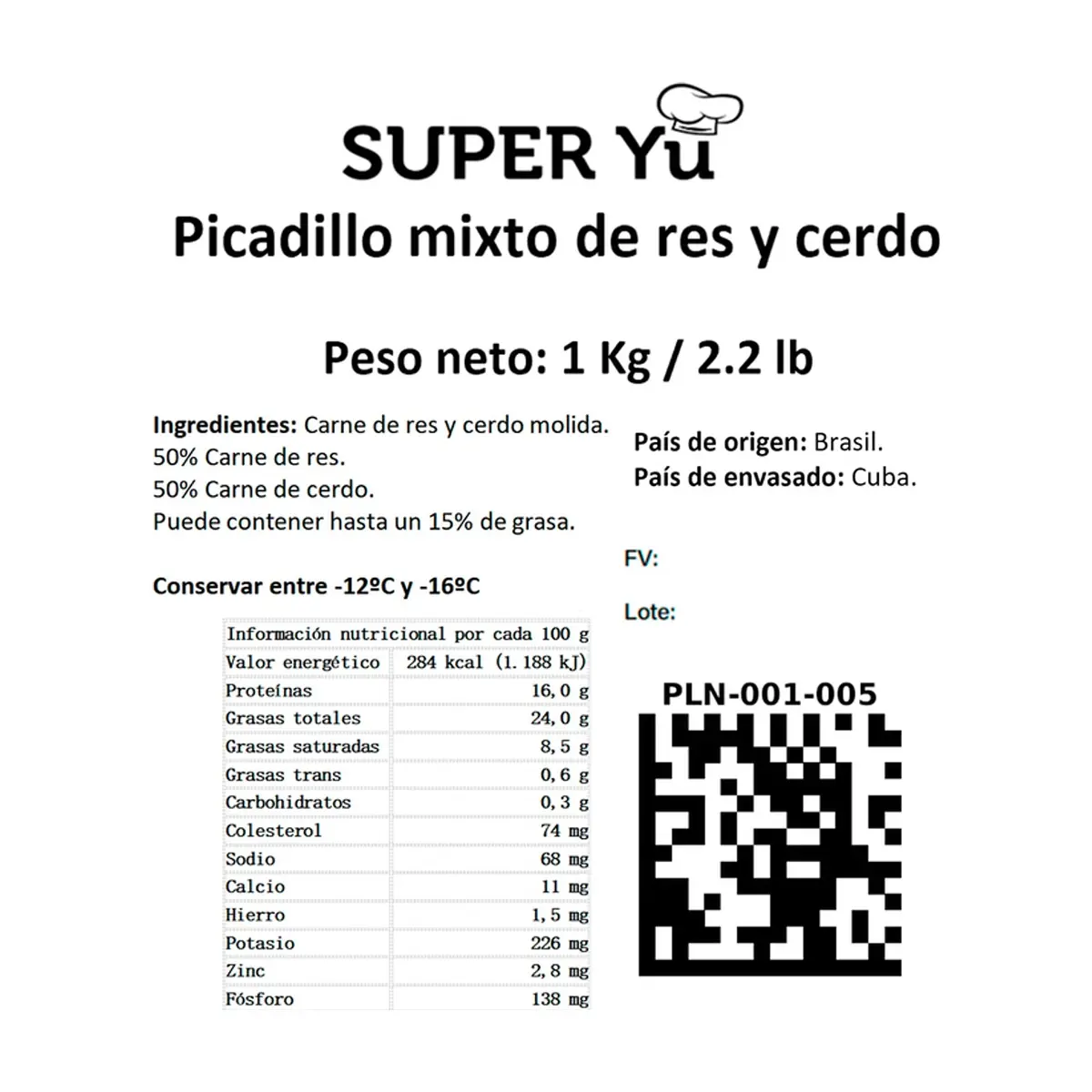 Picadillo mixto de res y cerdo Super Yu (1 kg / 2.2 lb) - Thumbnail 3