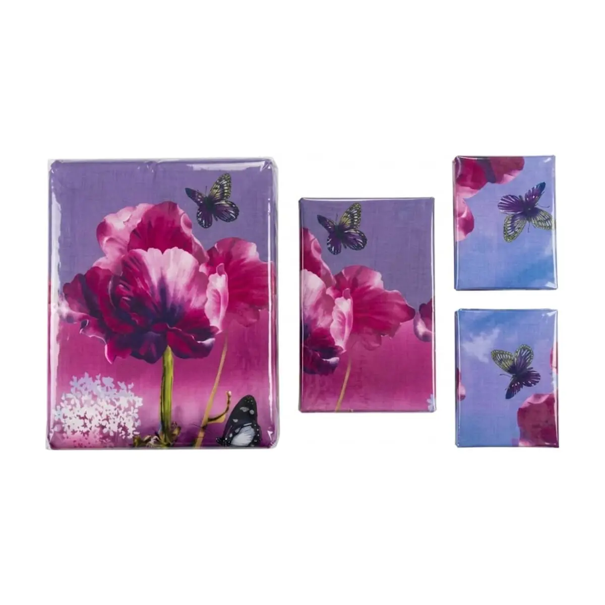 Juego de sábanas Full Size de cuatro piezas con diseño estampado floral y de mariposa Solla Home - Miniatura 1