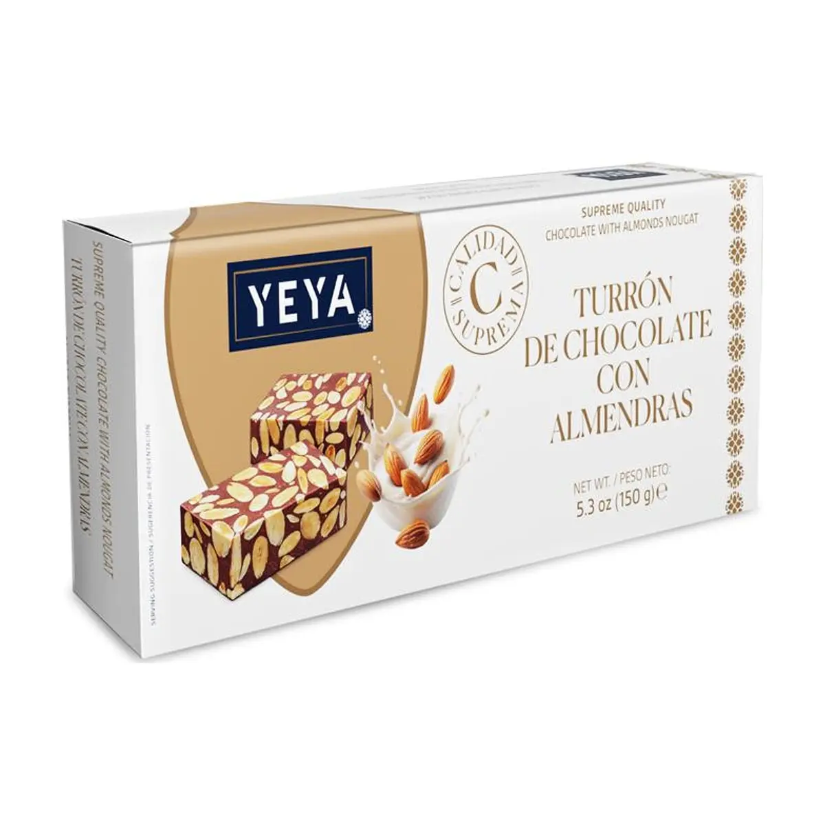 Turrón de chocolate con almendras Calidad suprema YEYA (150 g / 5.3 oz)
