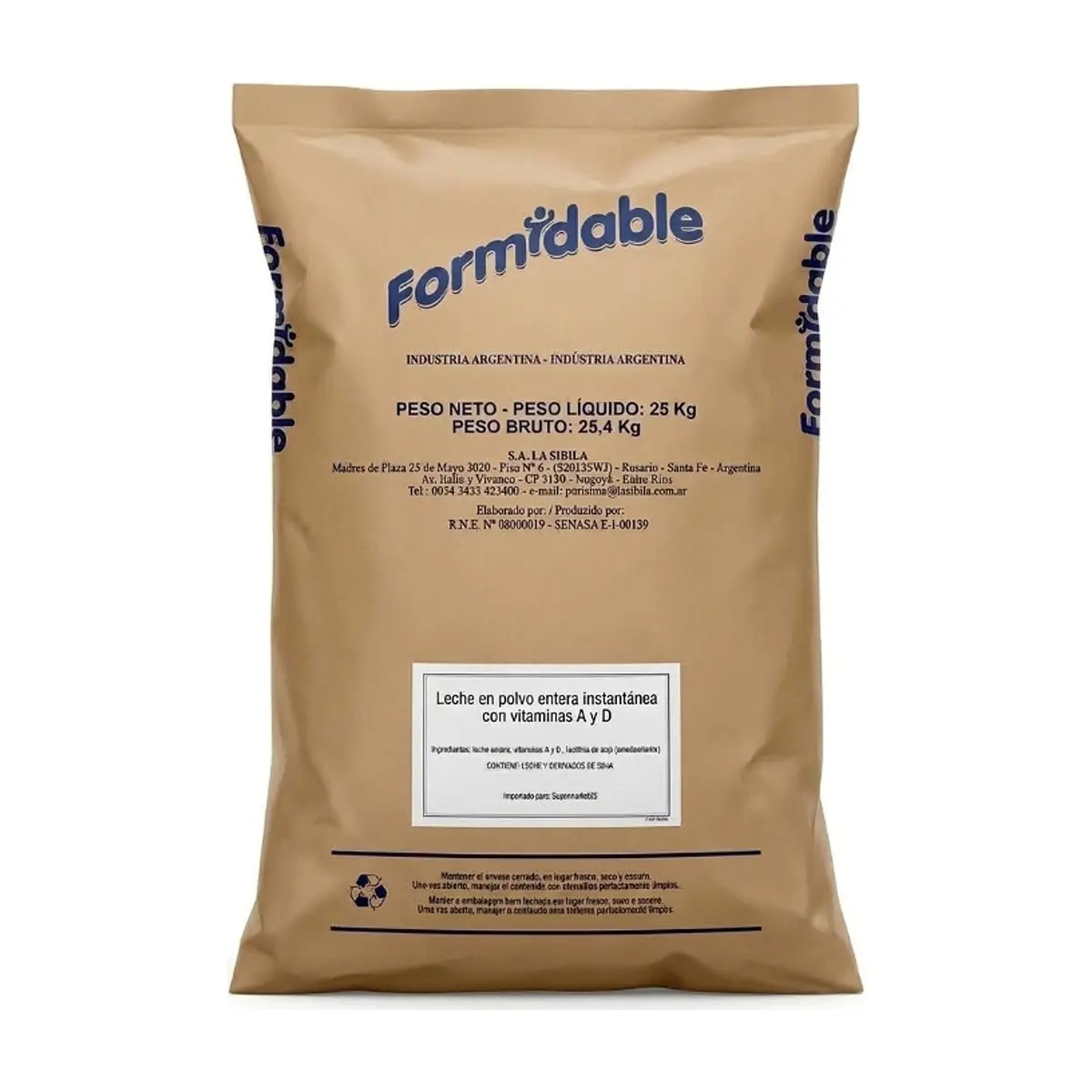Leche entera en polvo Formidable (25 Kg / 55 lb)