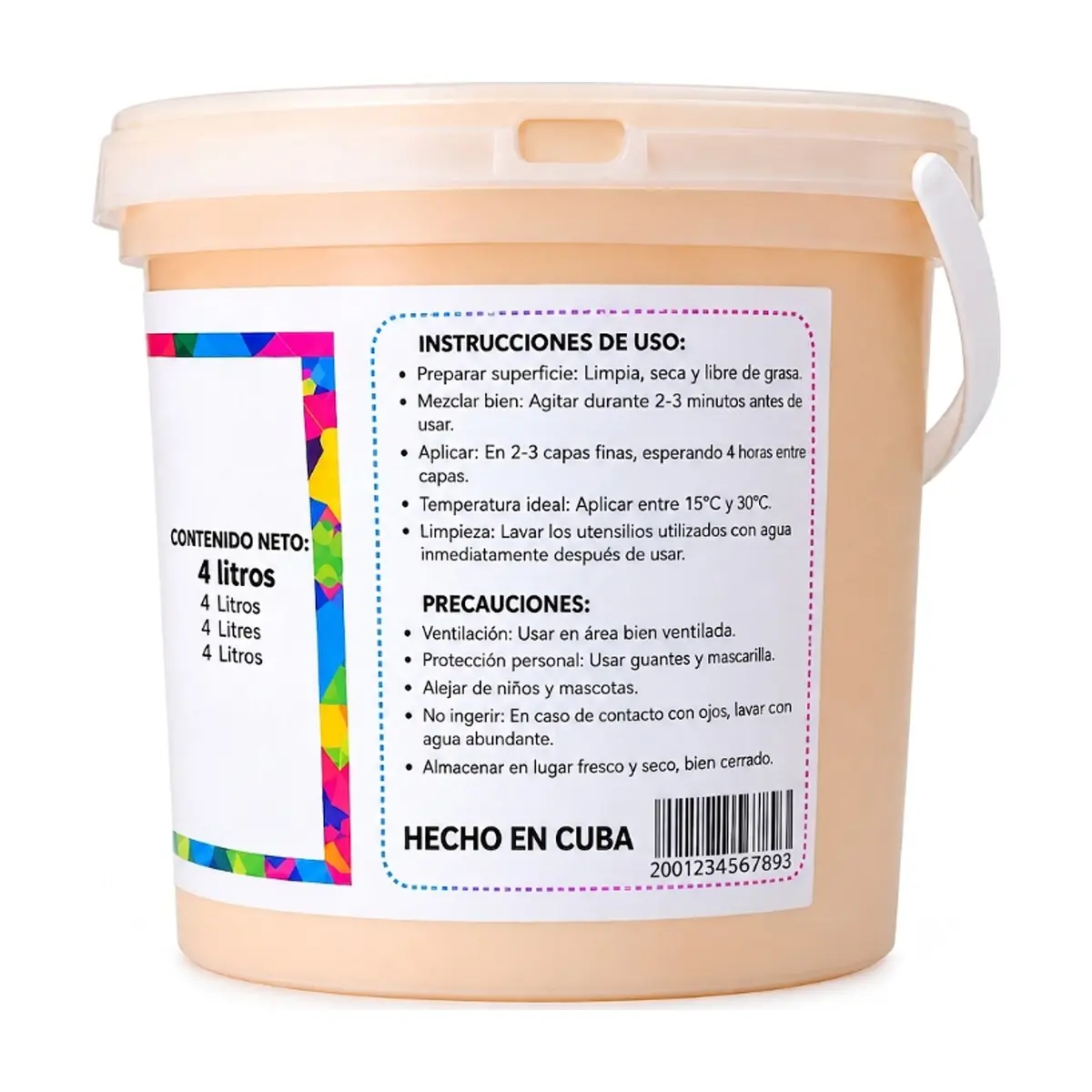 Pintura vinílica interior y exterior color salmón Bello Hogar (4 L) - Thumbnail 2