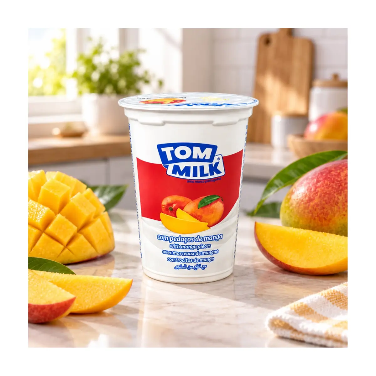 Yogurt pasteurizado sabor mango con trocitos de frutas Tom Milk (12 x 500 g / 1.10 lb) - Thumbnail 4