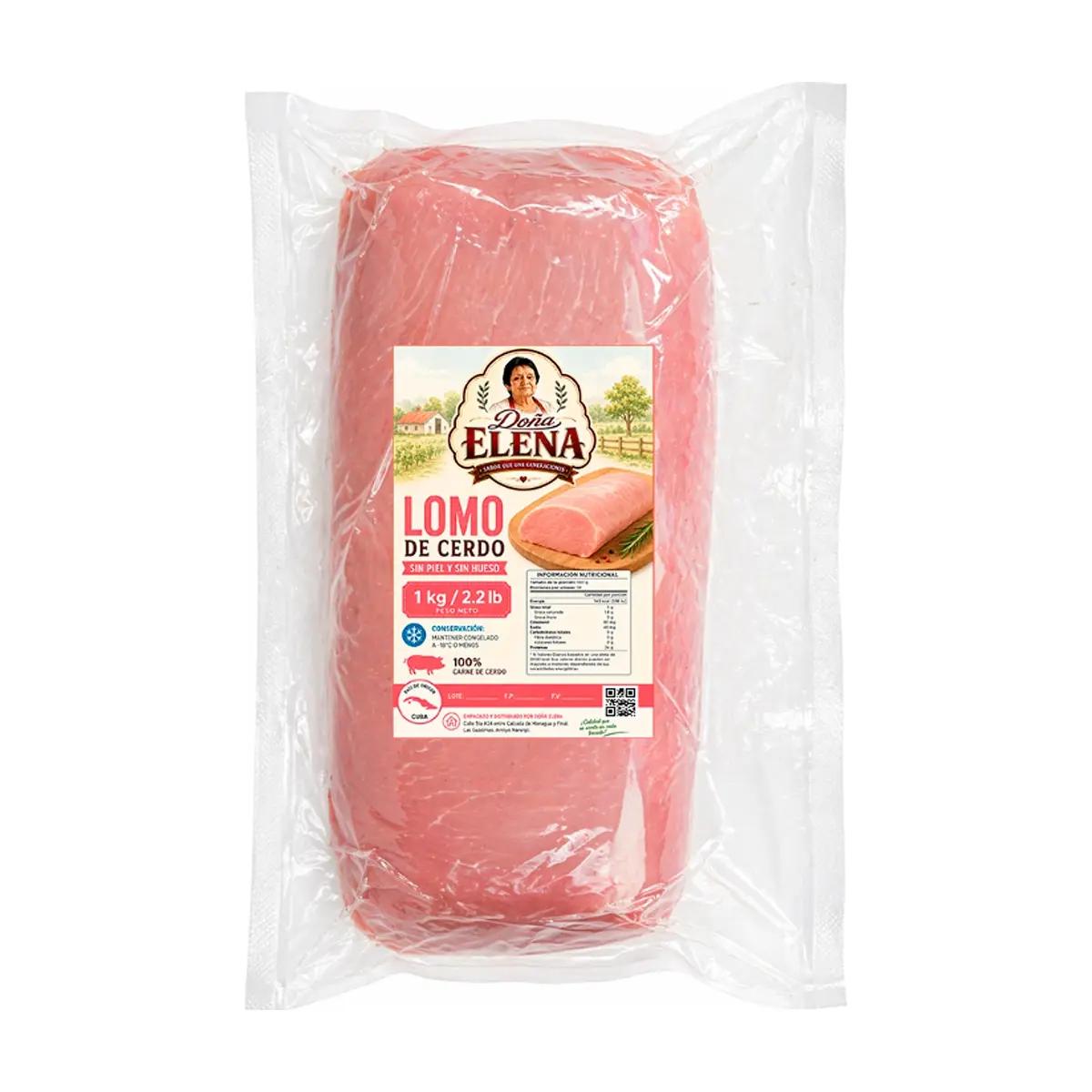 Lomo de cerdo sin piel y sin hueso Doña Elena (1 kg / 2.2 lb)