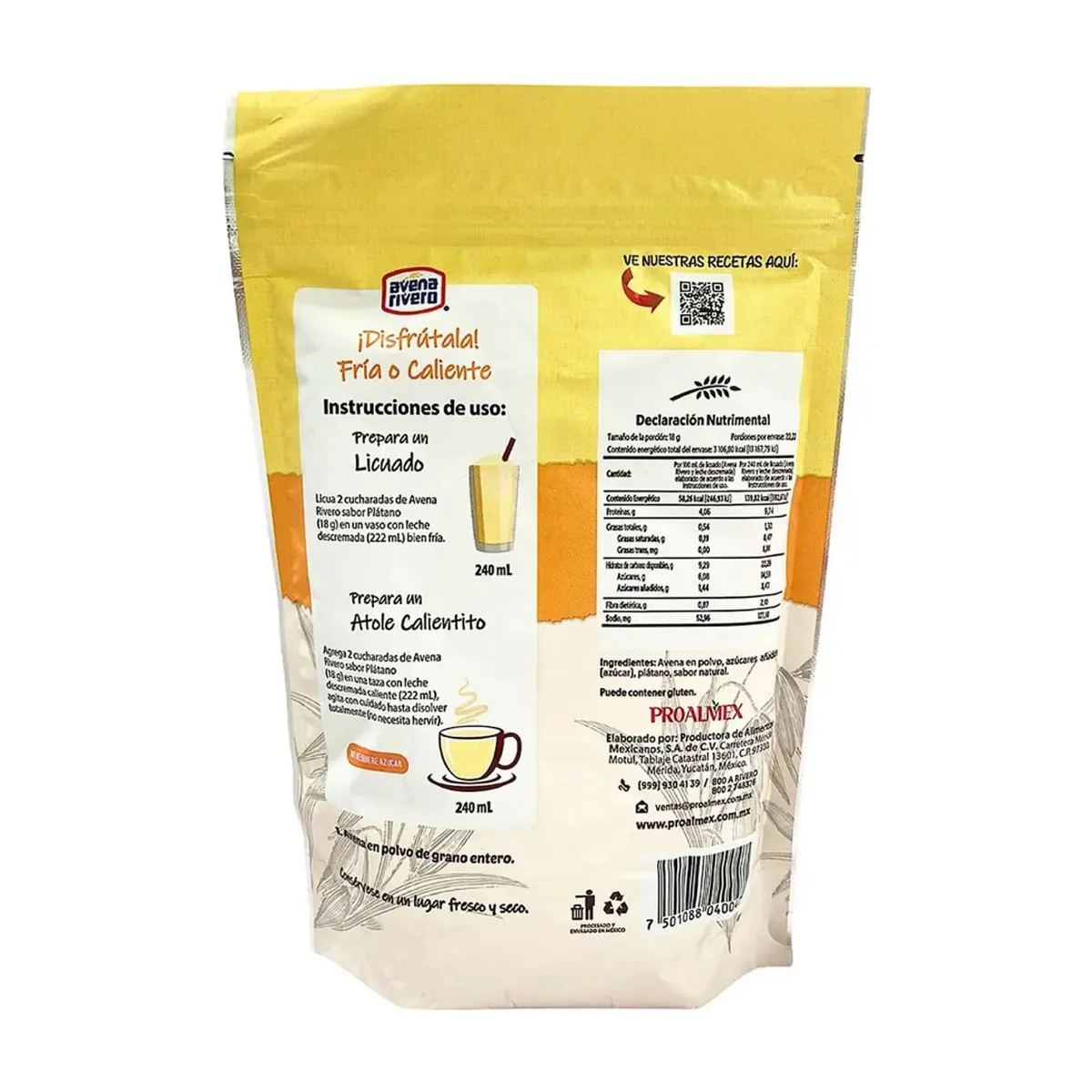 Avena en polvo sabor plátano Avena Rivero (400 g / 14.11 oz) - Thumbnail 5