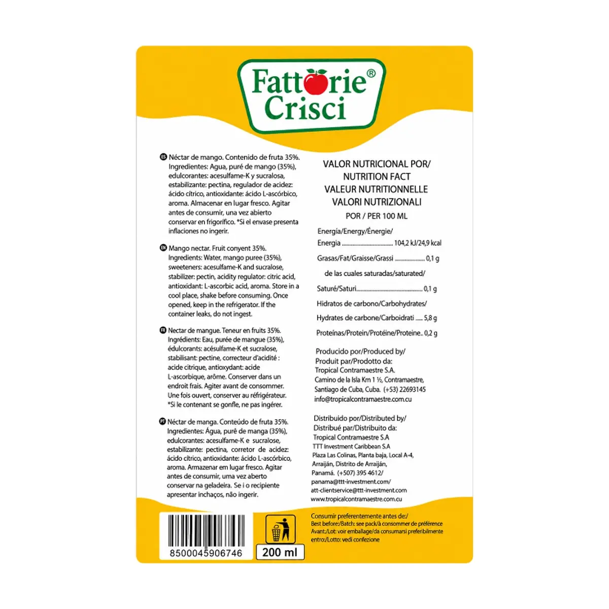 Néctar de mango Fattorie Crisci (200 ml) - Thumbnail 3