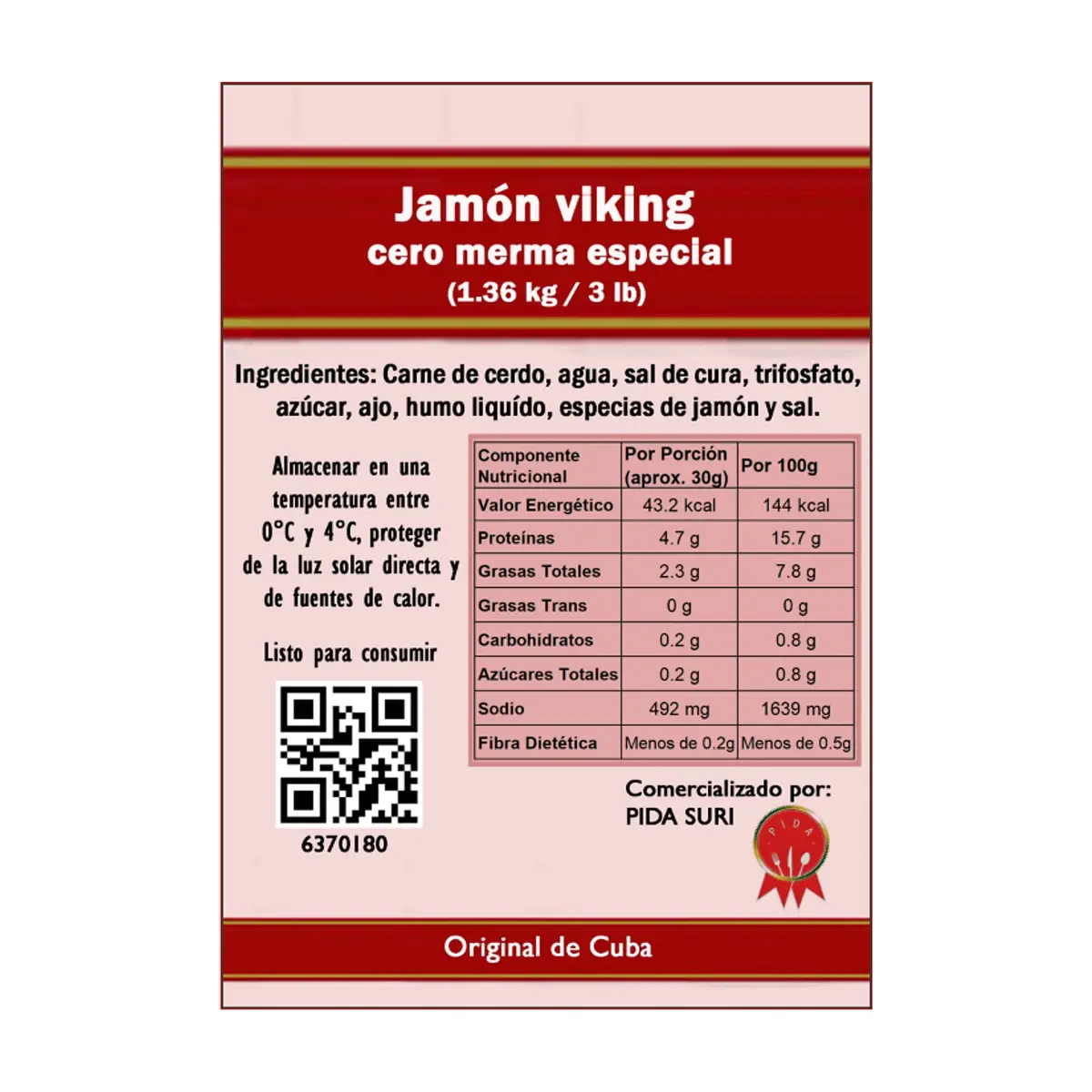 Jamón viking cero merma especial Pida (1.36 kg / 3 lb) - Thumbnail 3