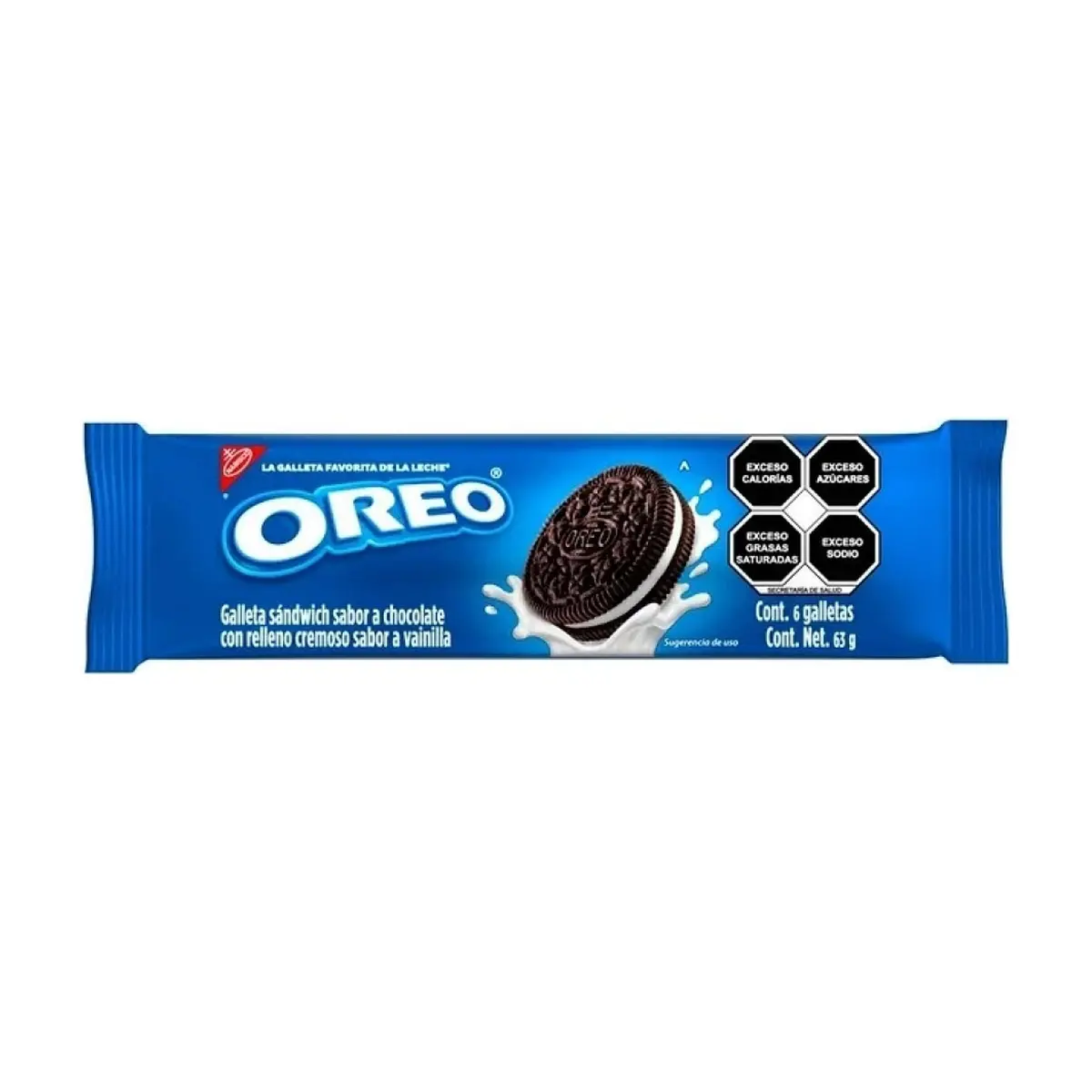 Galleta sándwich sabor a chocolate con relleno cremoso sabor a vainilla Oreo (63 g / 2.22 oz)