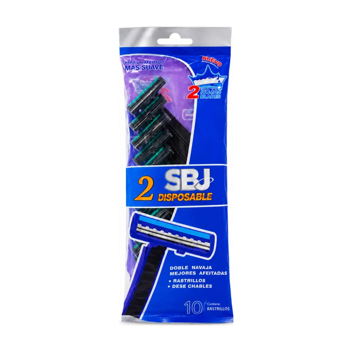 Cuchillas desechables de doble hoja color azul SBJ (10 U) - Miniatura 1