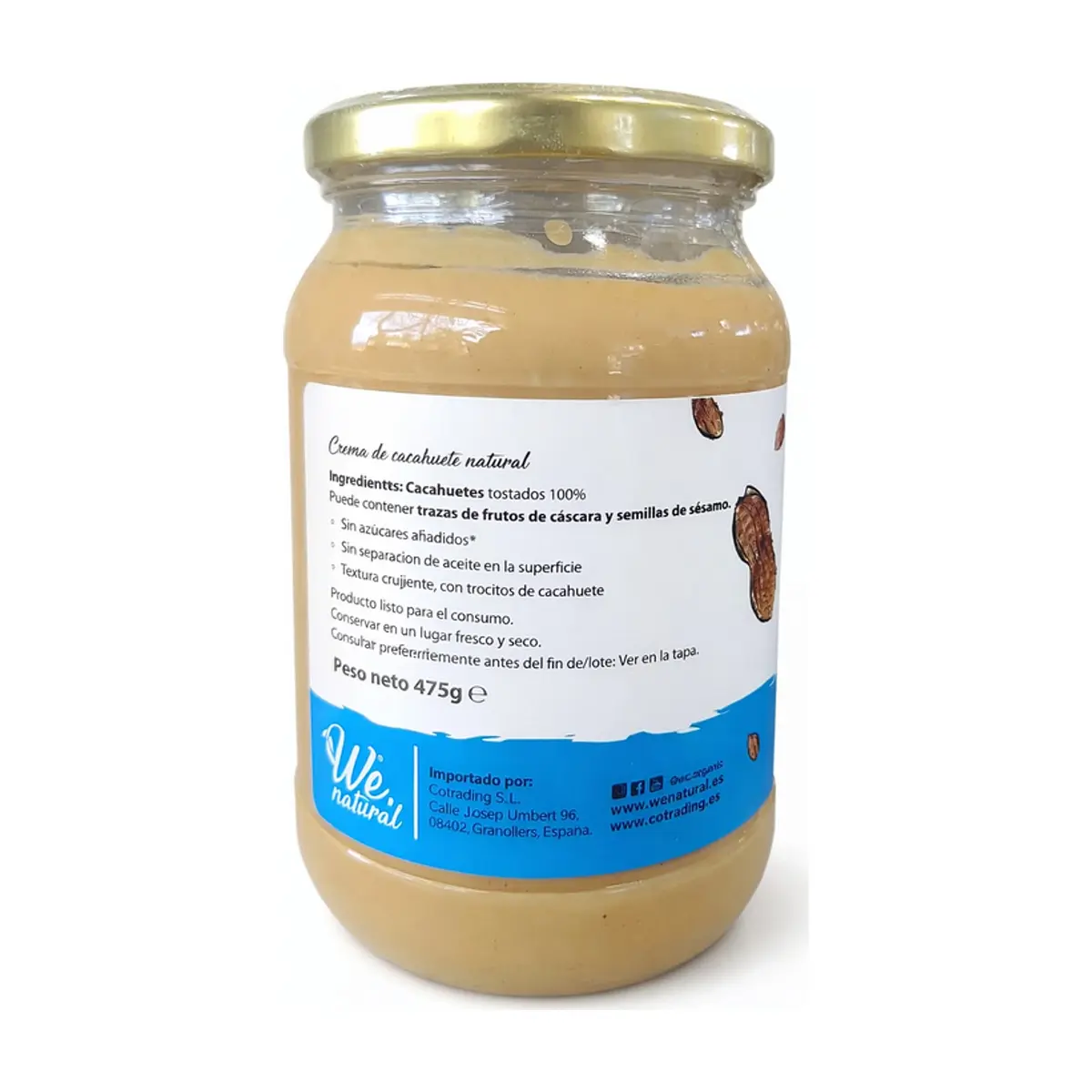 Crema de cacahuete We Natural (475 g / 1.05 lb) - Thumbnail 2
