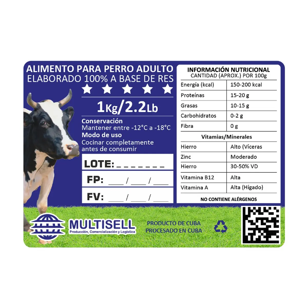 Alimento para perro adulto elaborado 100% a base de res Multisell (1.0 kg / 2.2 lb) - Thumbnail 4