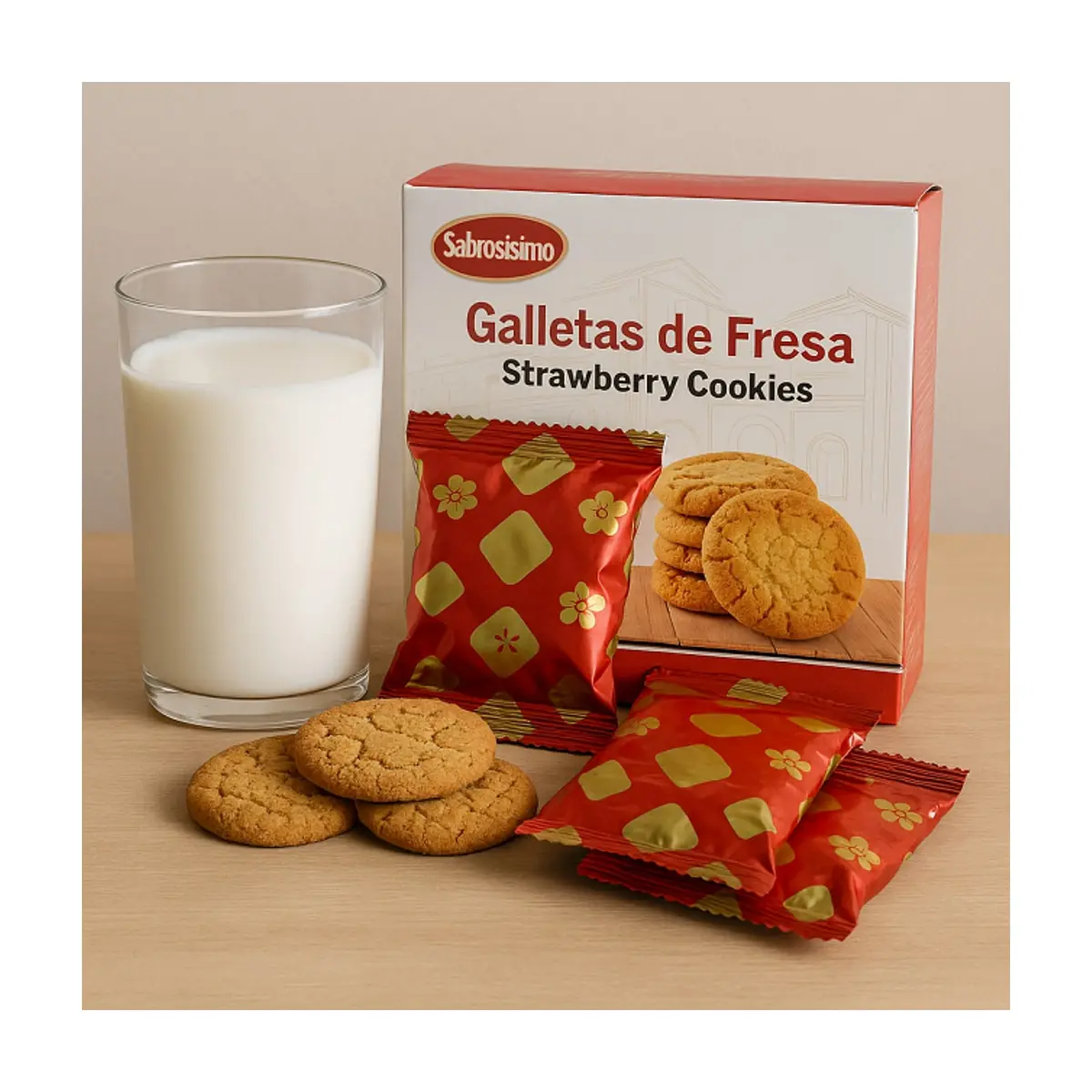 Galletas de mantequilla con sabor a fresa Sabrosísimo (100 g / 3.52 oz) - Miniatura 5