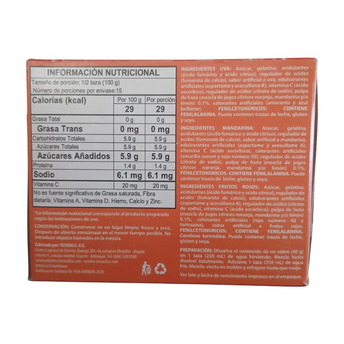 Gelatina sabor mandarina, frutos rojos y uva Boom (120 g / 4.23 oz) - Thumbnail 4