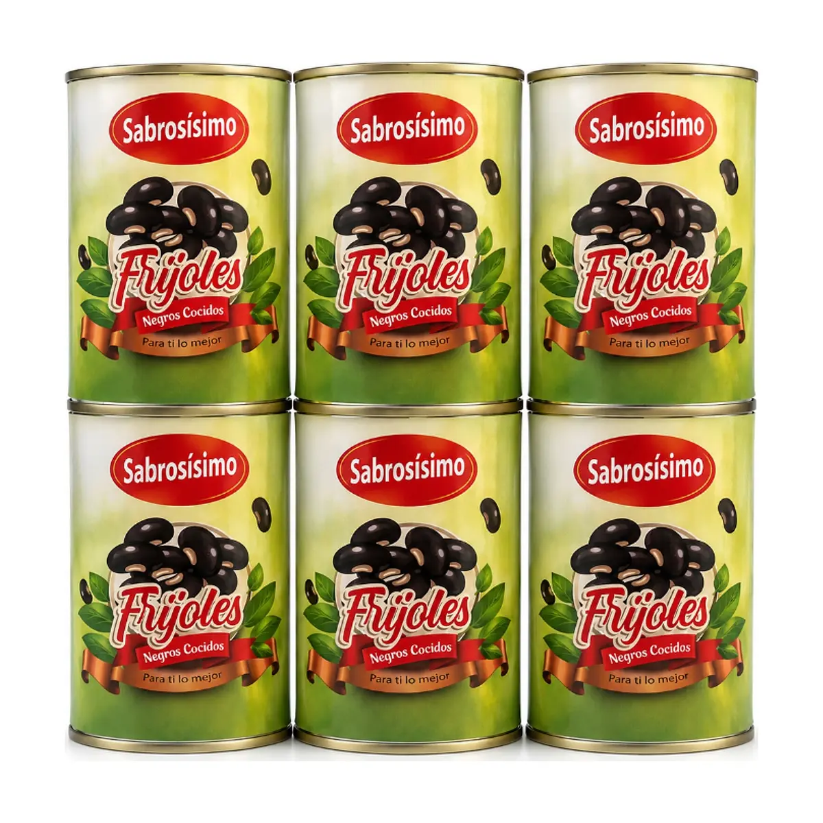 Combo frijoles negros cocidos Sabrosísimo (6 x 400 g / 14.11 oz) - Imagen 1